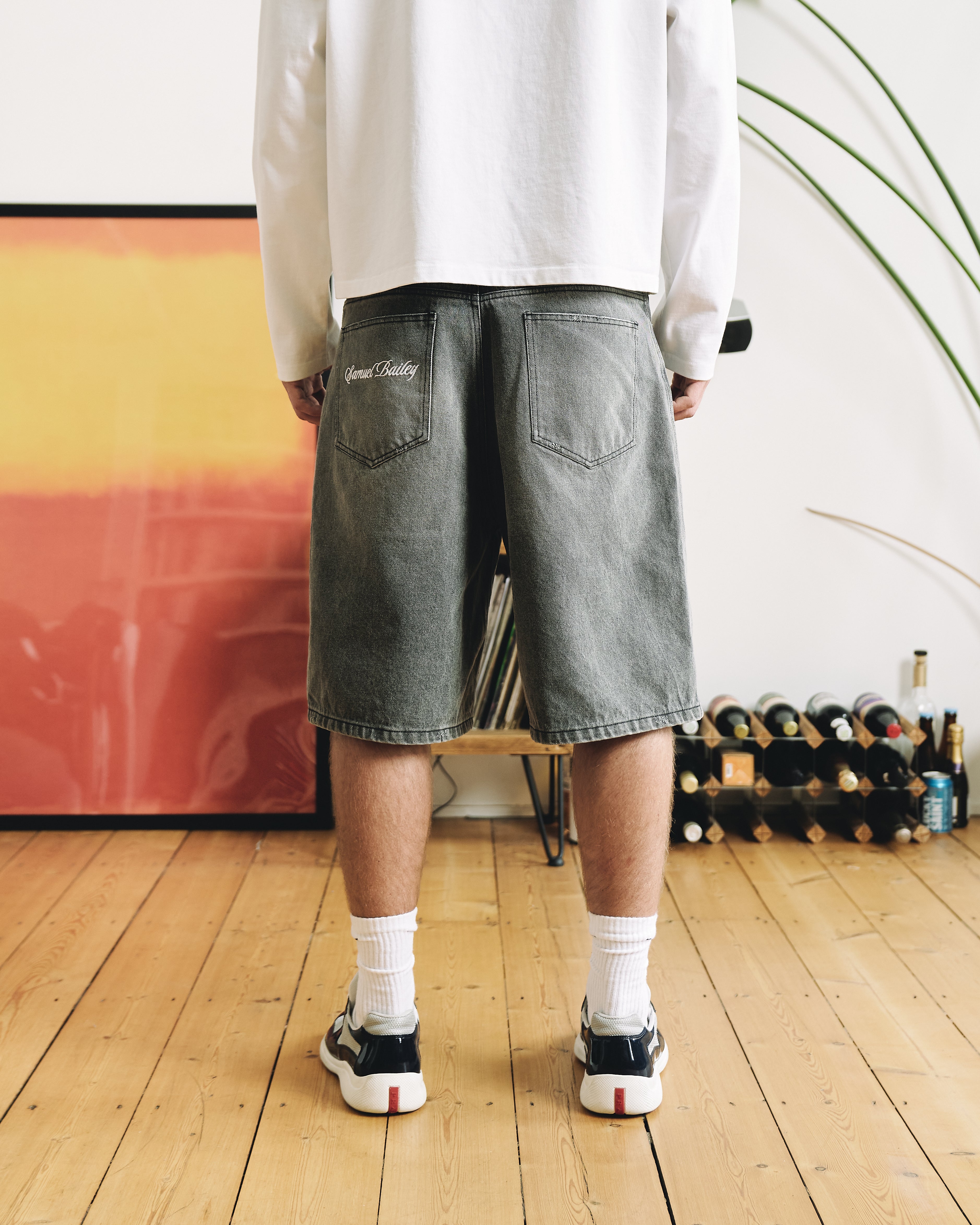 Samuel Bailey Washed Denim Graphite Shorts