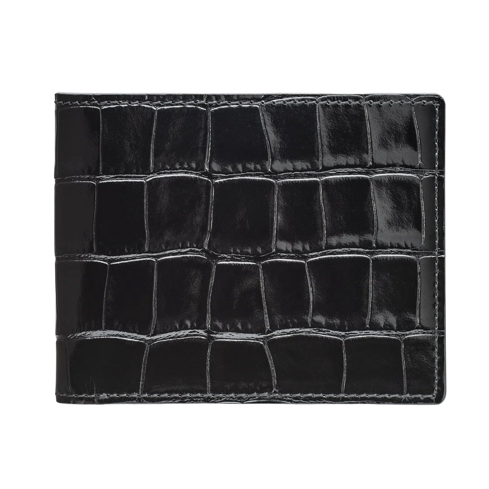 MM London Classic Crocodile Black Billfold Wallet