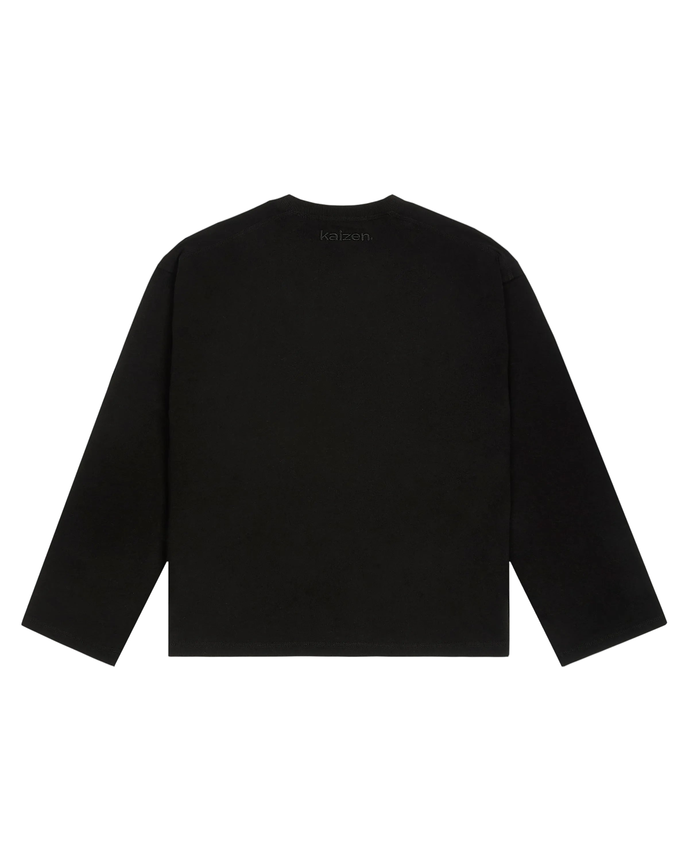 Back view of Kaizen Market Everyday Longsleeve Black T-shirt