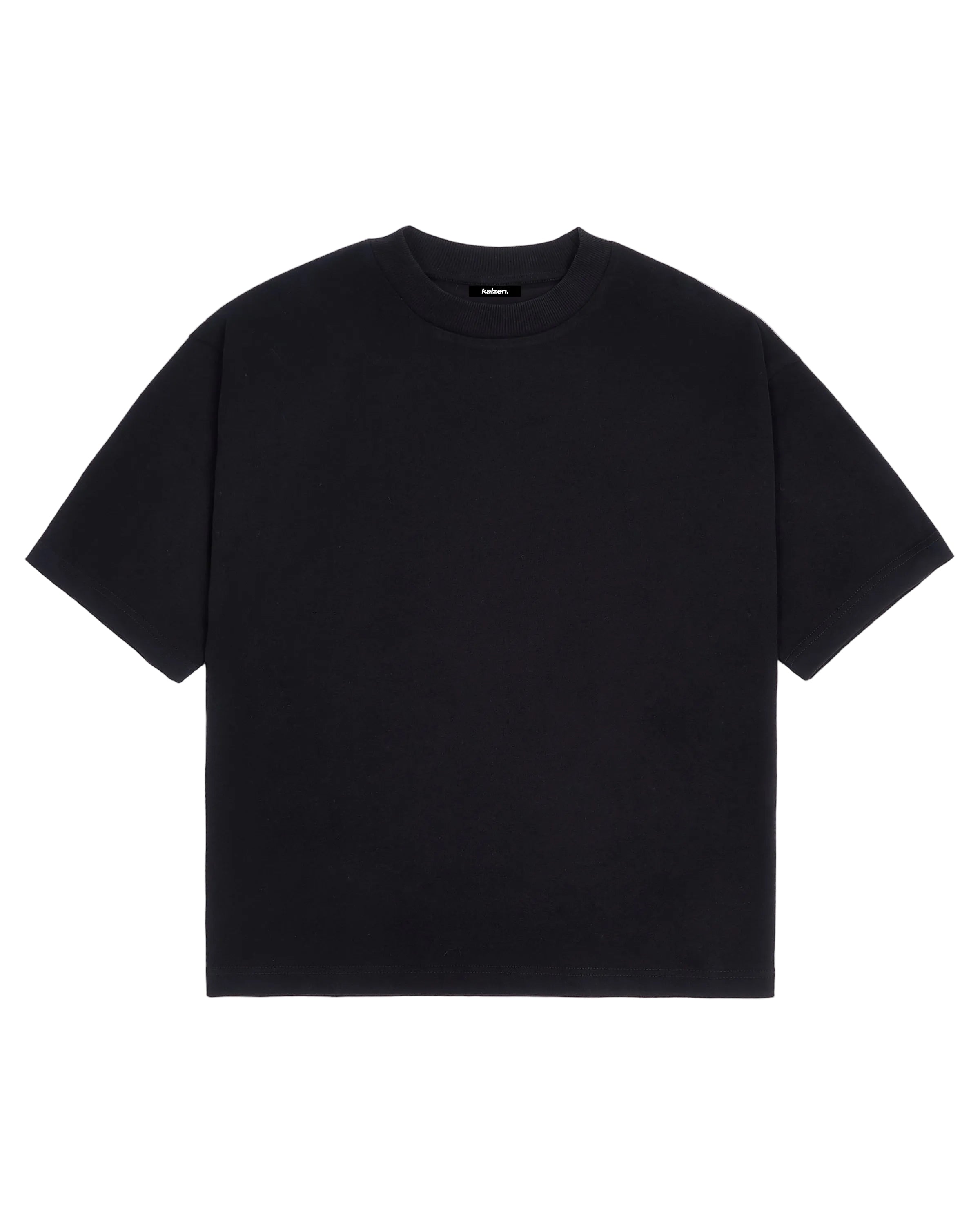 Front view of Kaizen Market Blank Heavyweight Black T-shirt