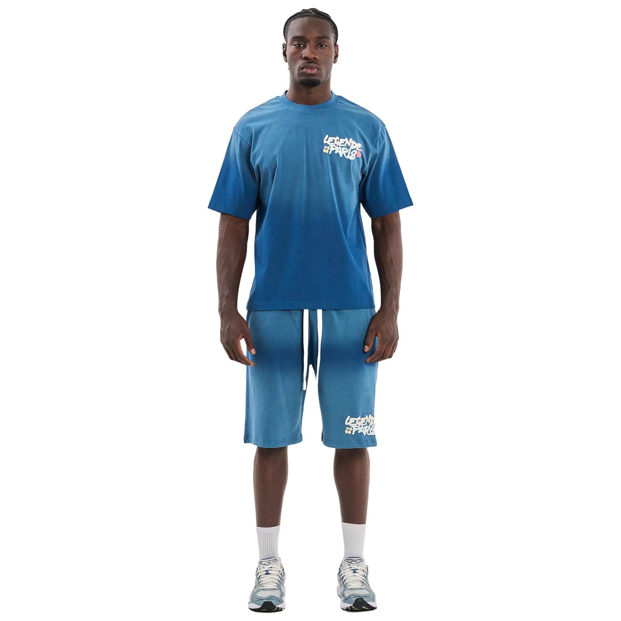 Front View of Legende Paris Realer Than Most Blue Shorts