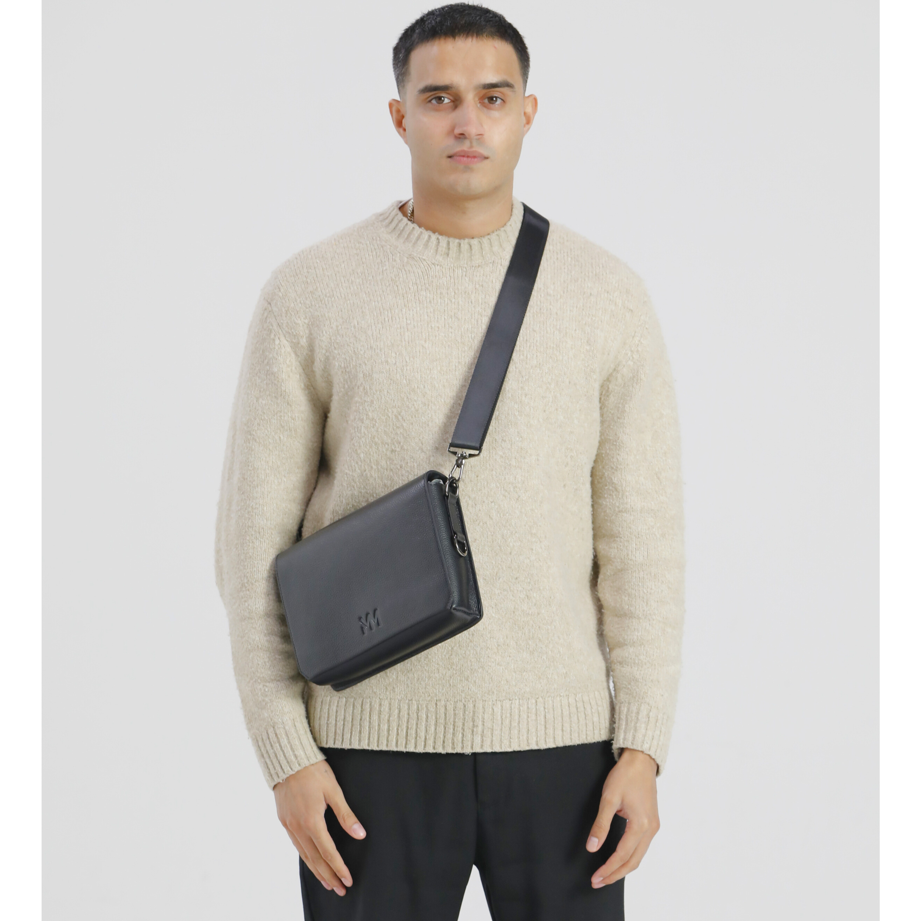 MM London Black Messenger Crossbody Bag