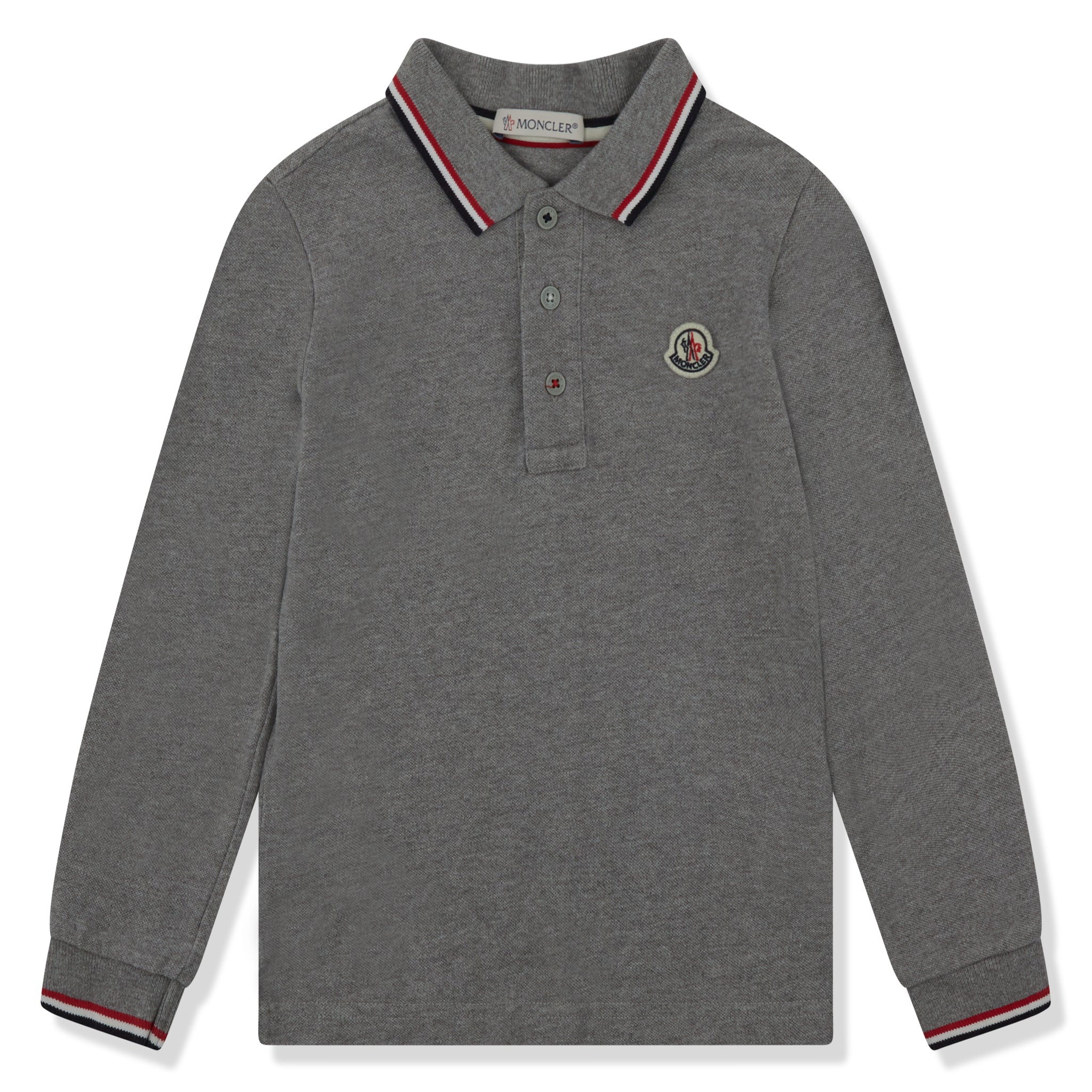 Preloved - Moncler Enfant Pique Cotton L/S Grey Polo Shirt – Crepslocker