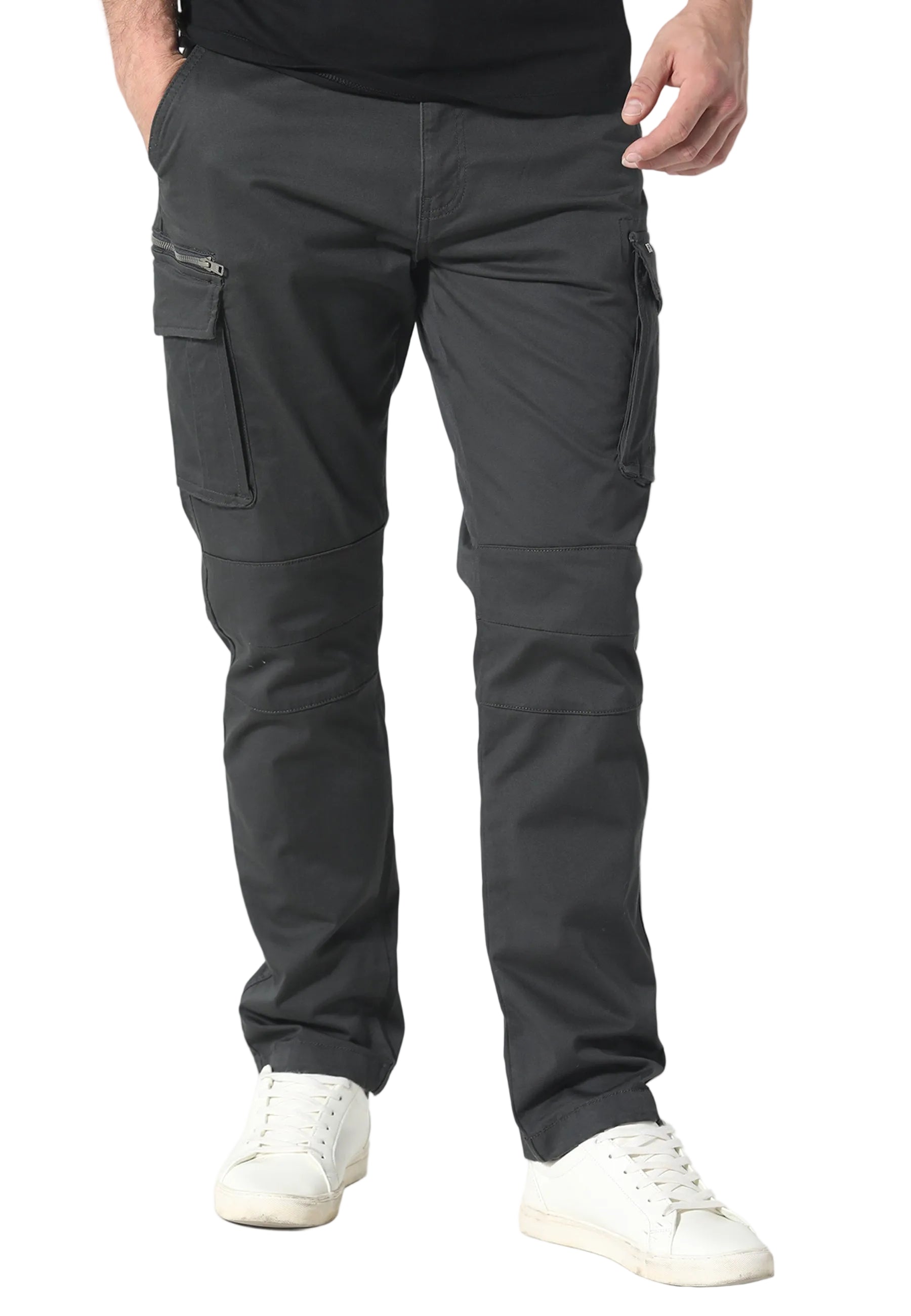 Front View of 883 Police Newton Charcoal Cargo Pants