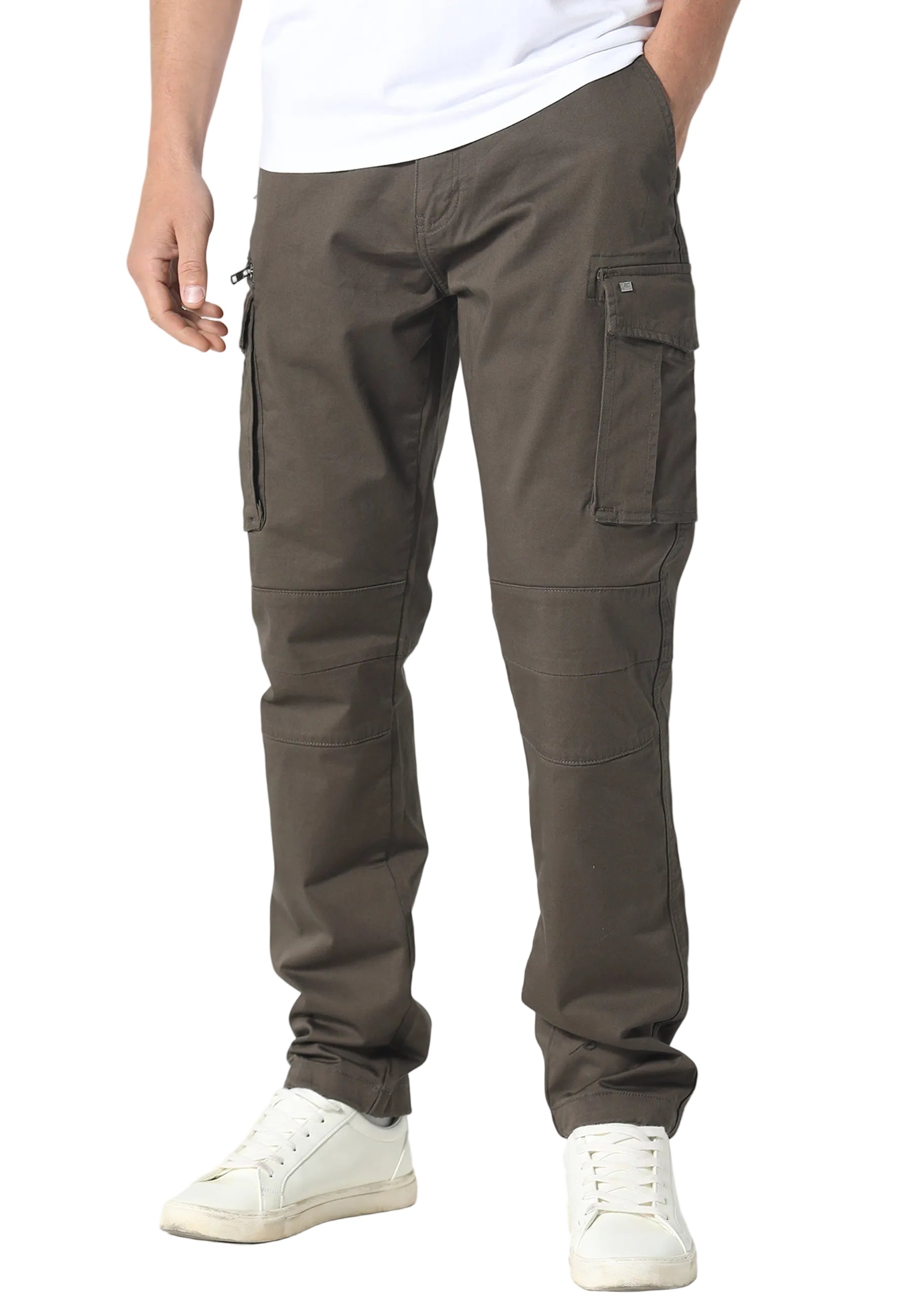 Front View of 883 Police Newton Khaki Cargo Pants
