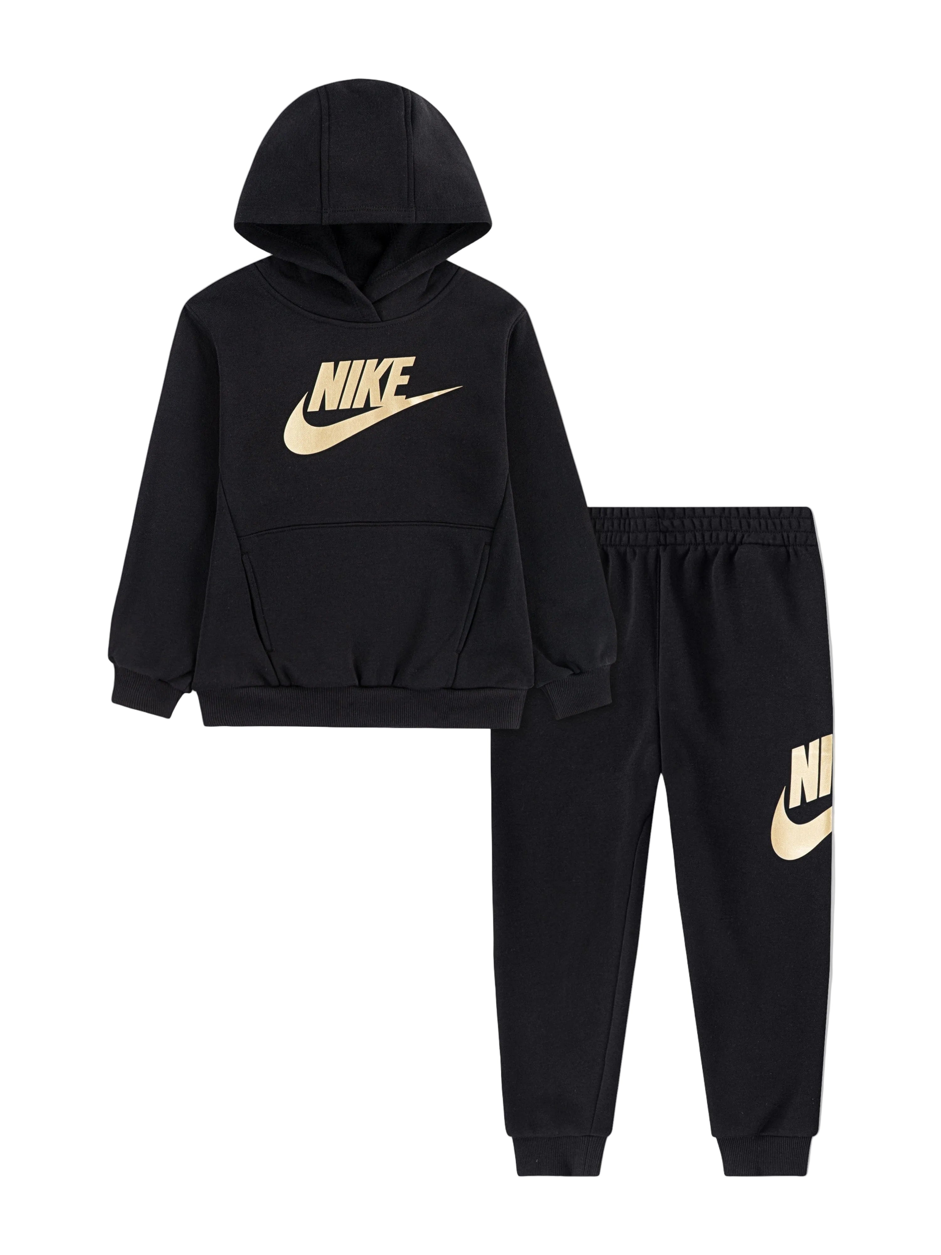 Front View of Nike Kids Club Fleece Black Tracksuit