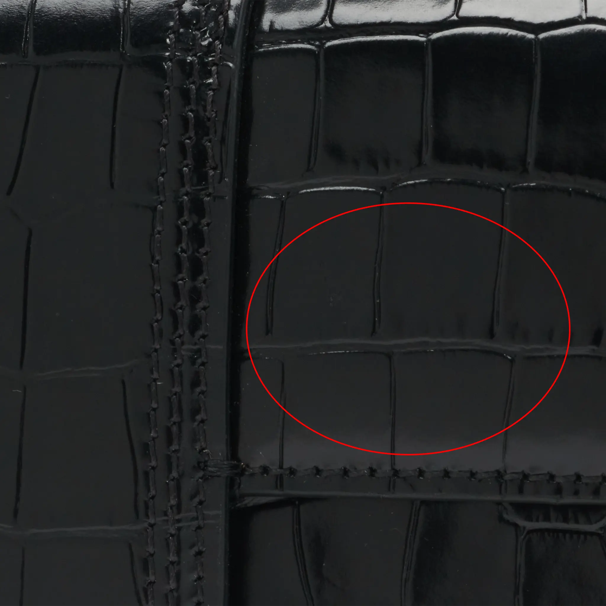 Detailed View of Jacquemus Large Bambino Black Crocodile Crossbody Bag (Minor Scratch)