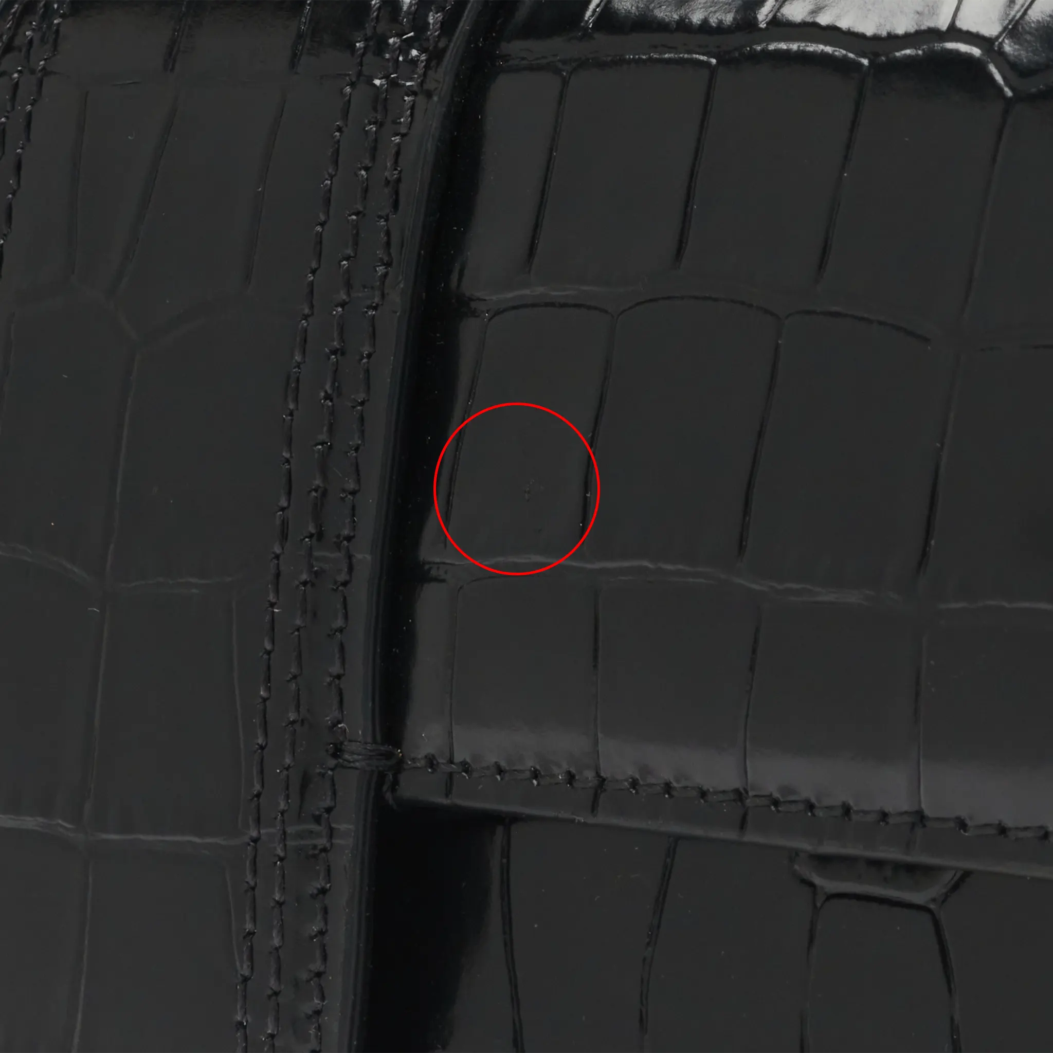Detailed View of Jacquemus Large Bambino Black Crocodile Crossbody Bag (Minor Scratch)