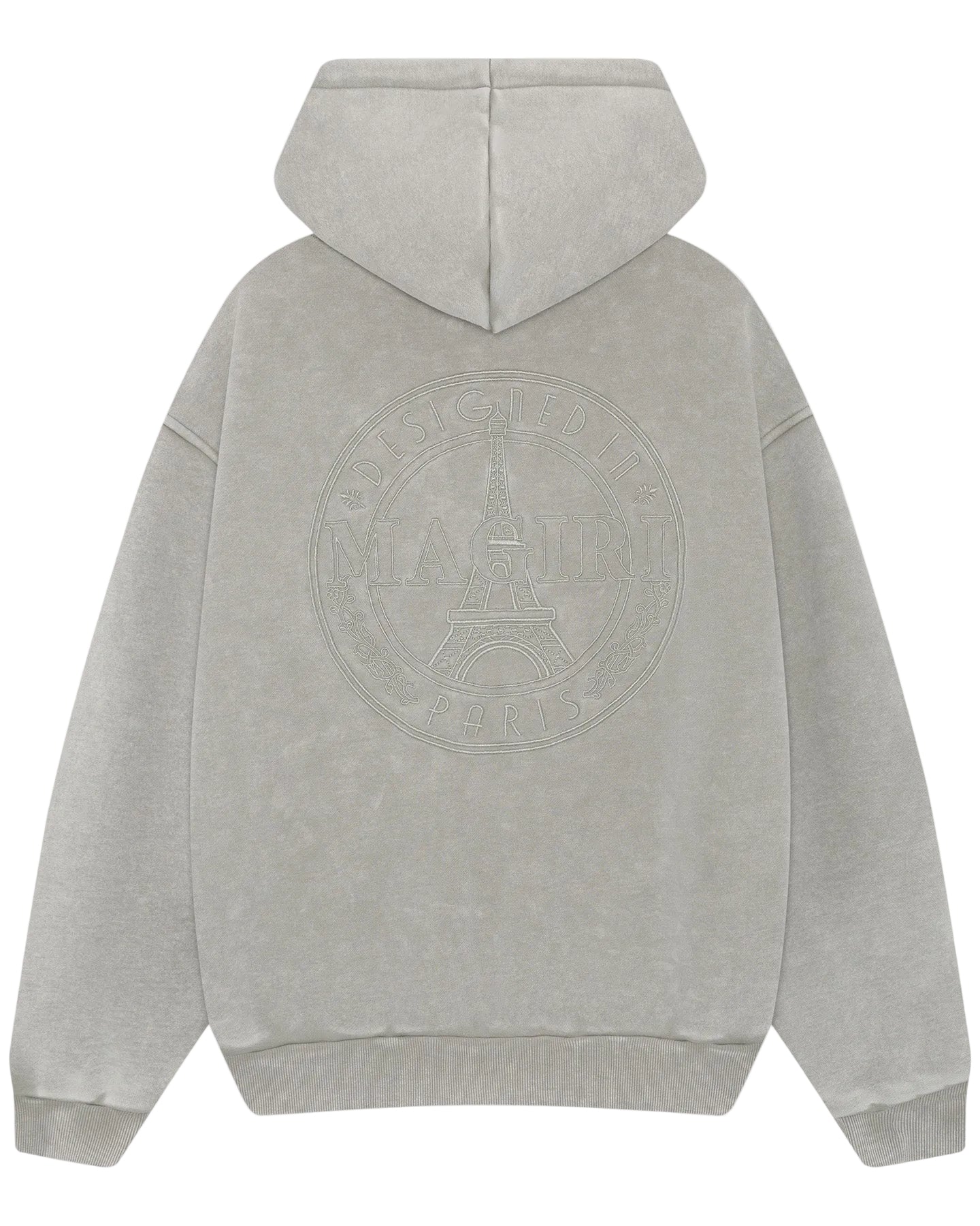 MAGIRI Embroidered Acid Washed Oatmeal Hoodie