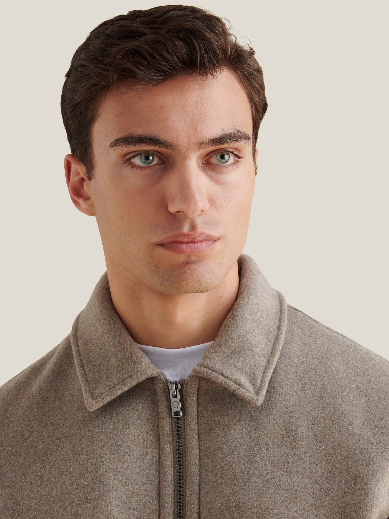 Peckham Rye Wool Blend Simply Taupe Bomber Jacket