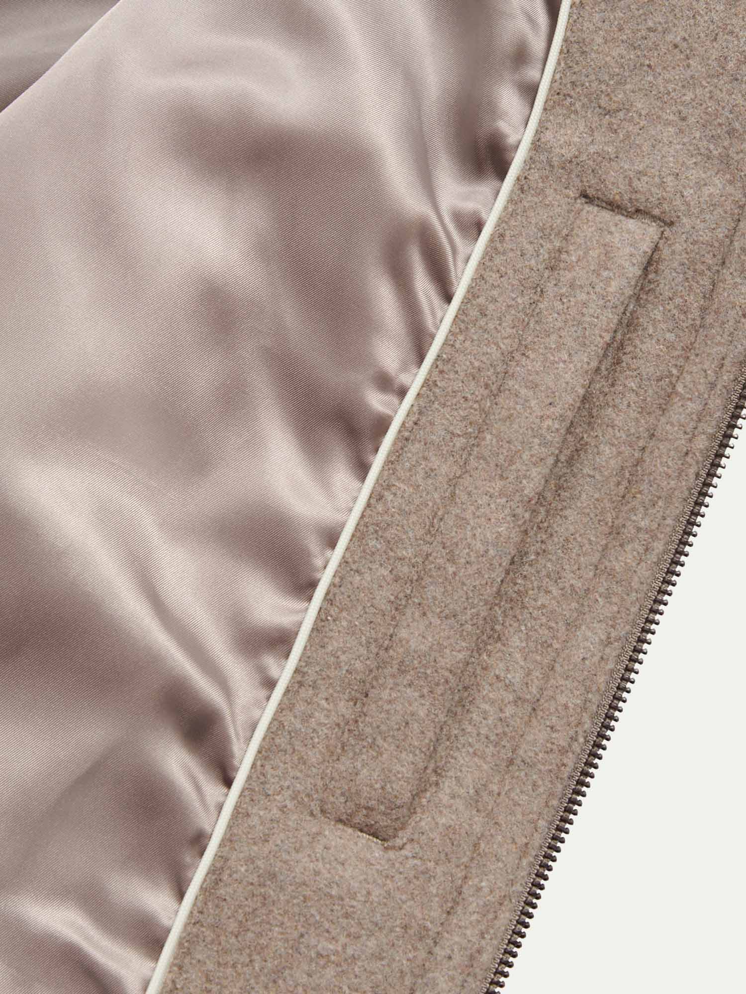 Peckham Rye Wool Blend Simply Taupe Bomber Jacket