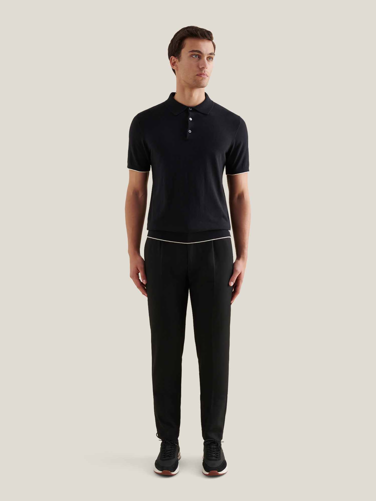 Peckham Rye Knit Black Polo Shirt