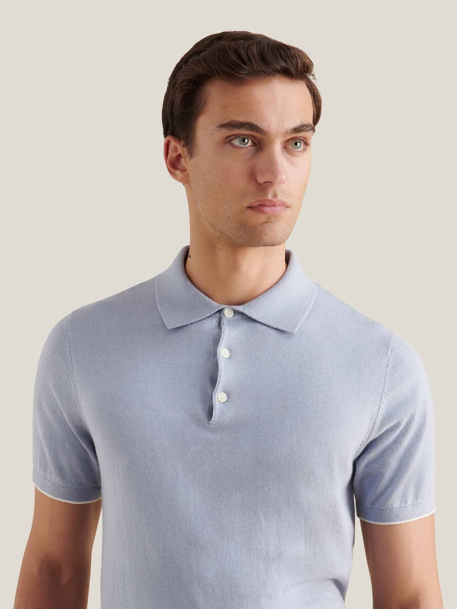 Peckham Rye Knit Blue Blizzard Polo Shirt