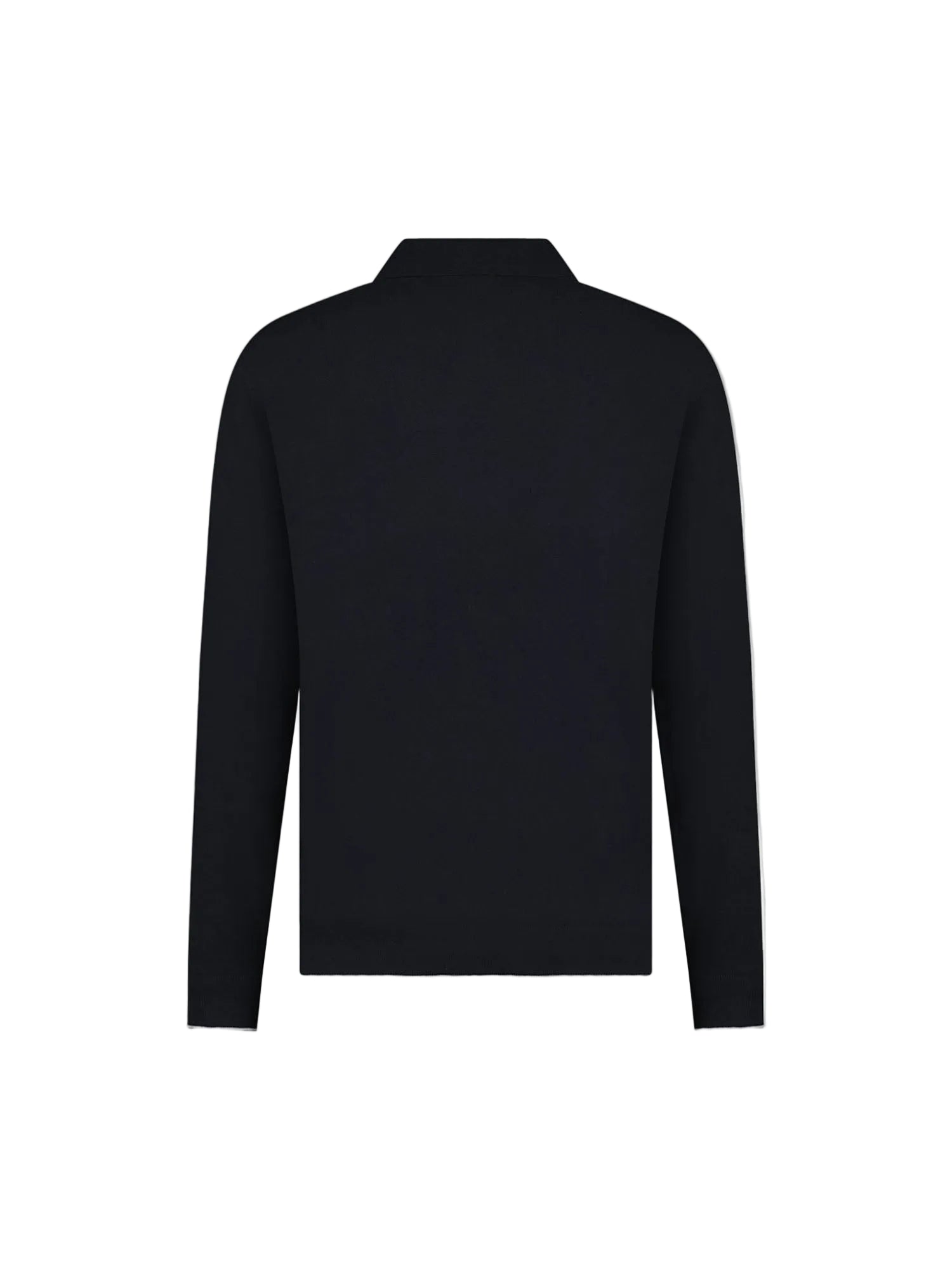 Back View of Peckham Rye Knit L/S Black Polo Shirt