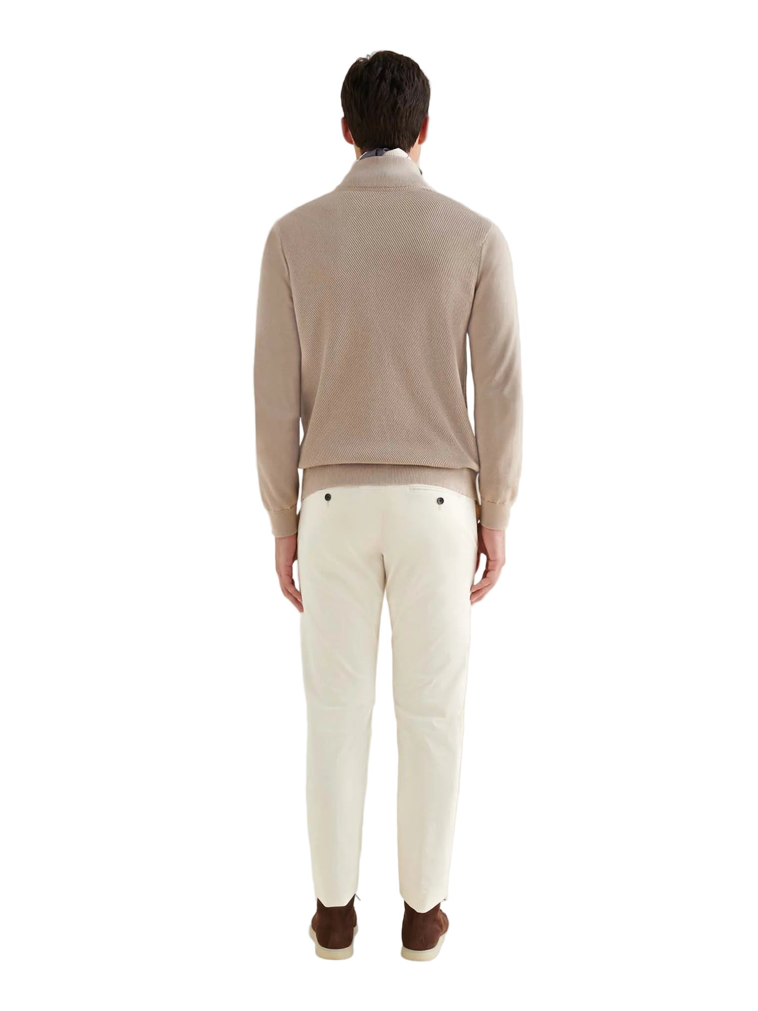 Peckham Rye Cotton Blend Rib Knit Simply Taupe 1/4 Zip