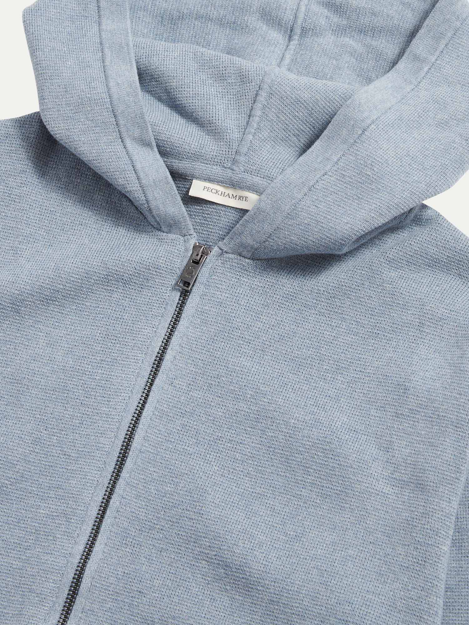 Peckham Rye Milano Knit Blue Blizzard Zip-Up Hoodie