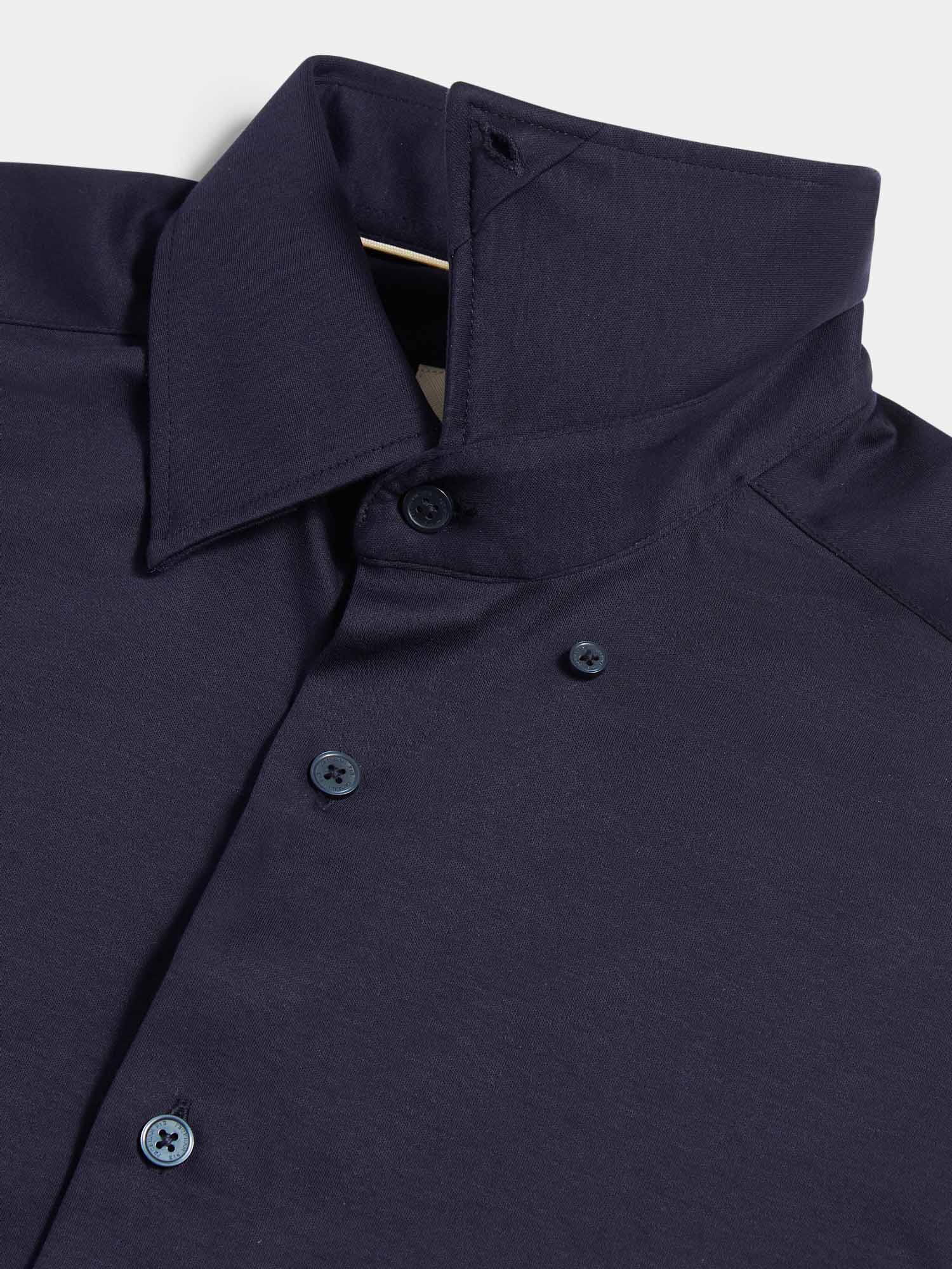 Peckham Rye Jersey Hidden-Button Dark Sapphire Navy Shirt