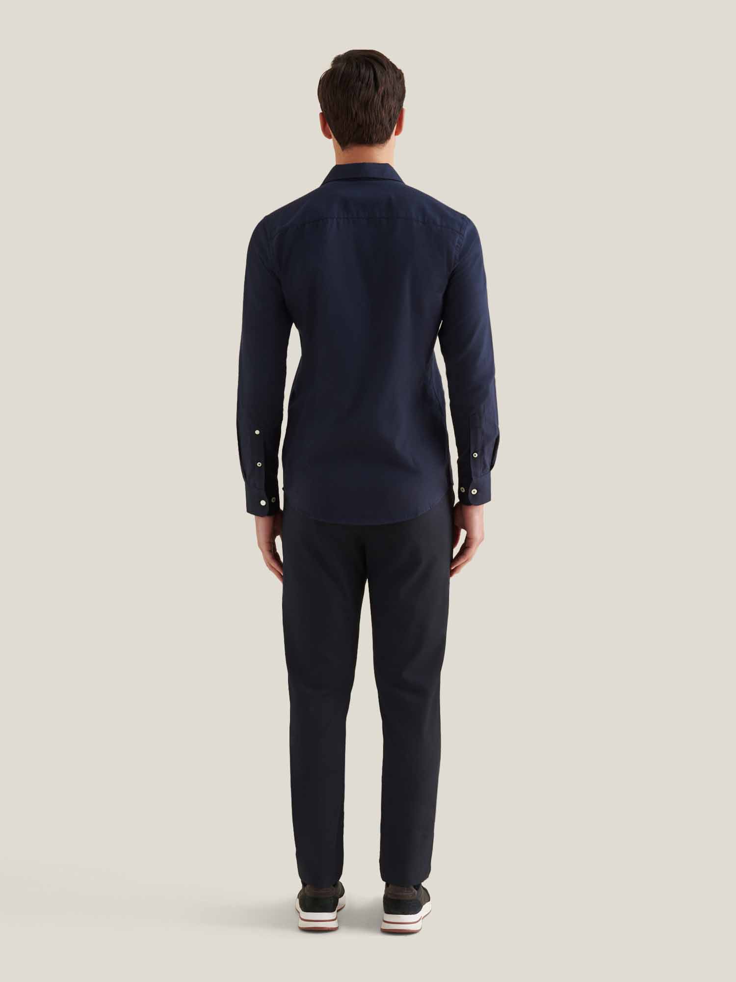 Peckham Rye Herringbone Spread Dark Sapphire Navy Flannel Shirt