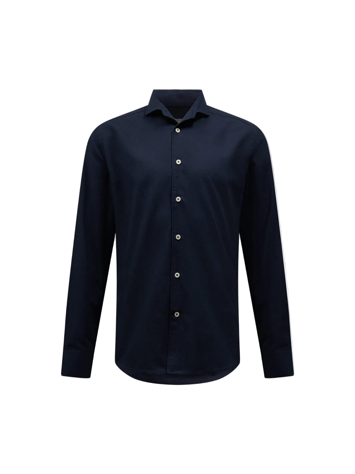 Front View of Peckham Rye Herringbone Spread Dark Sapphire Navy Flannel Shirt