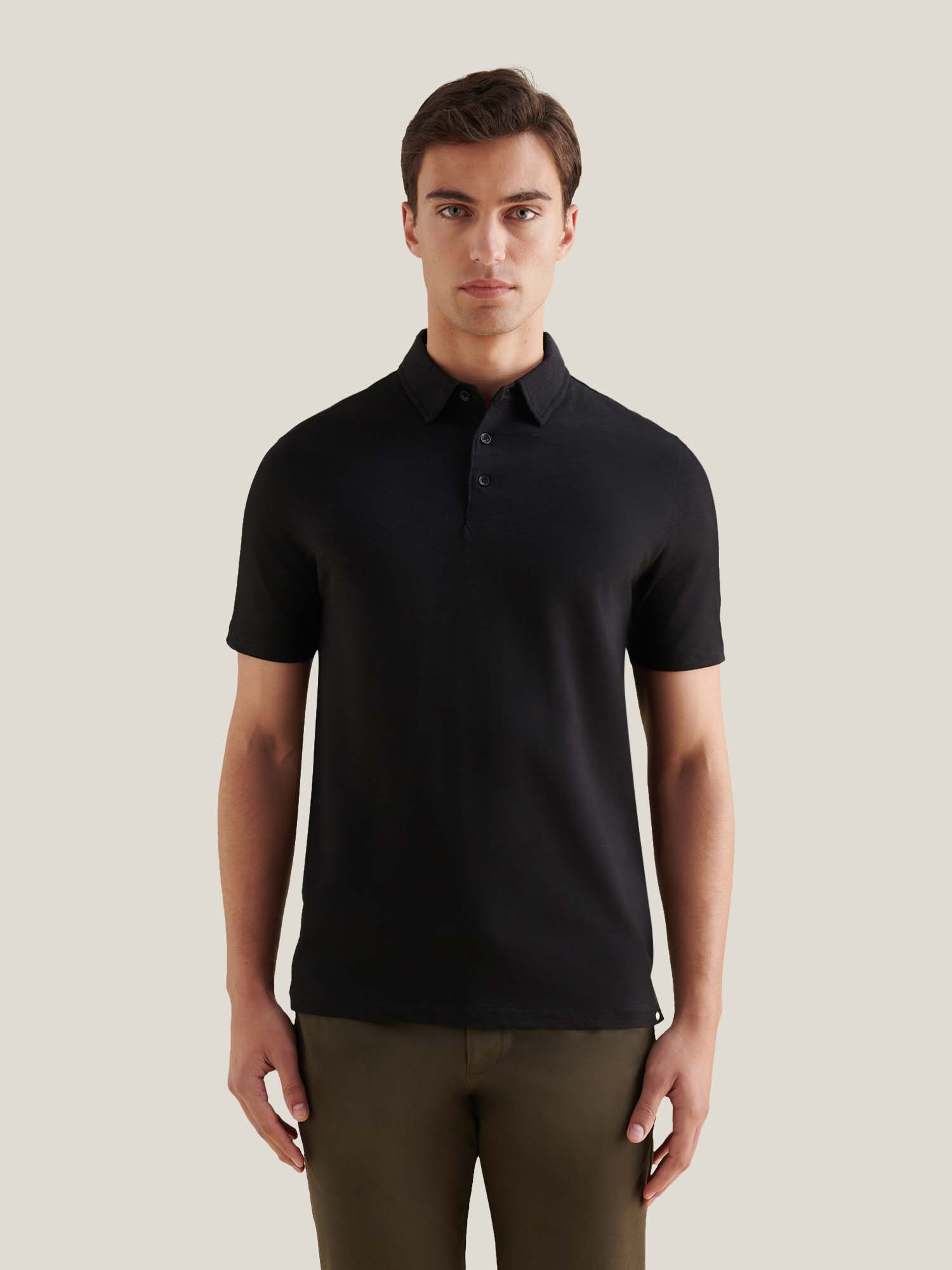 Peckham Rye Slub Black Polo Shirt