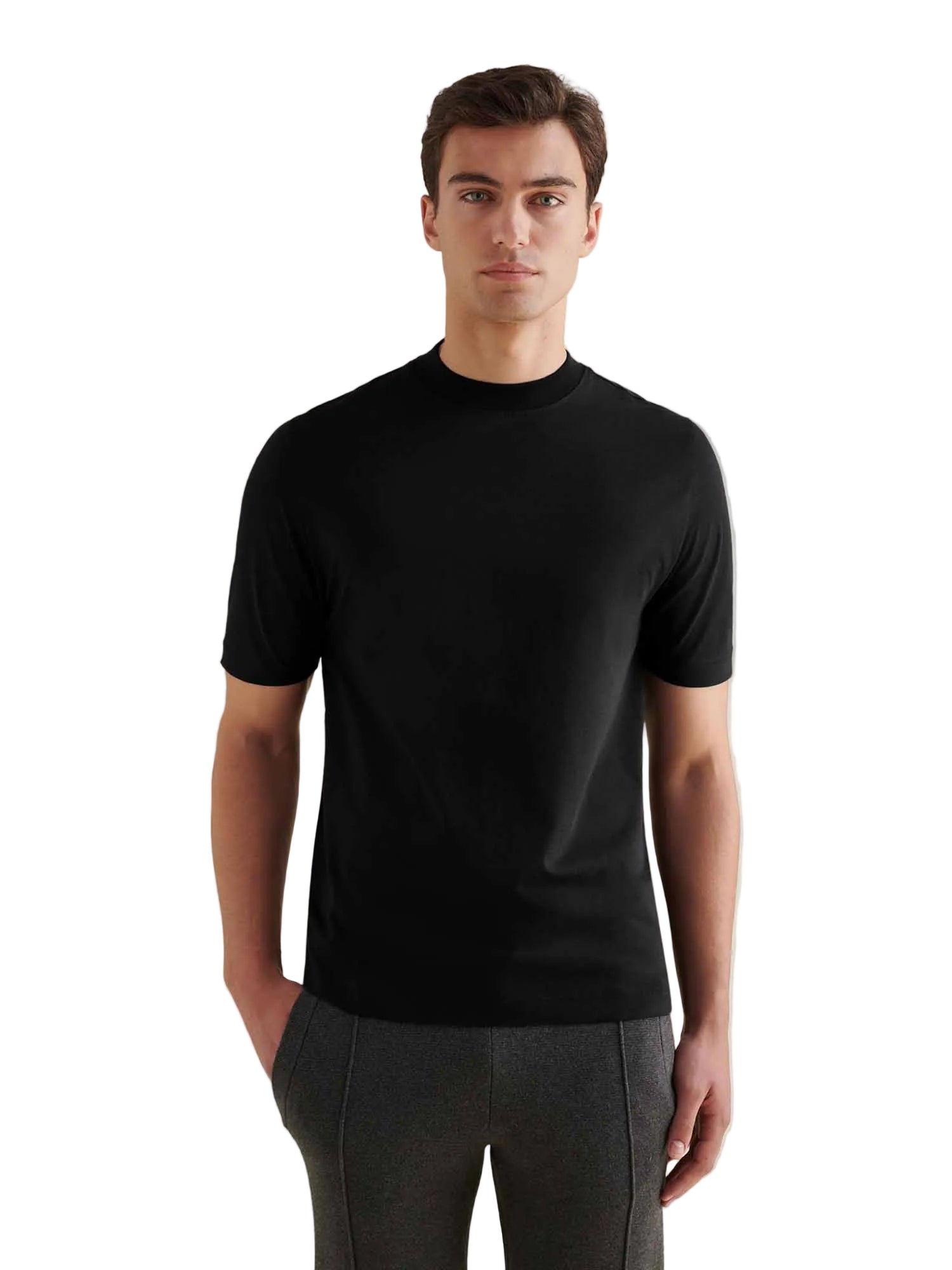 Peckham Rye Mercerised Cotton Black T-Shirt