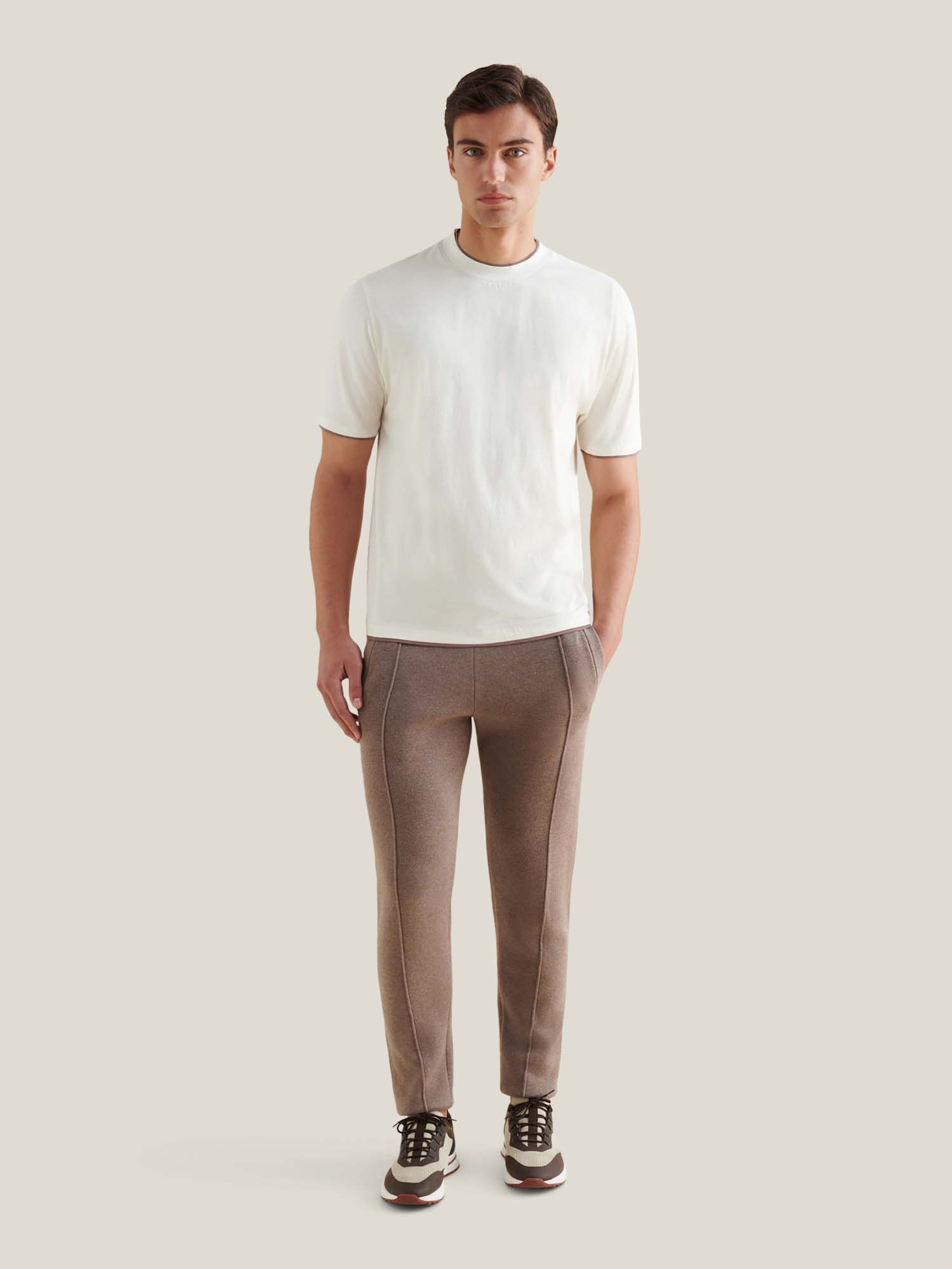 Peckham Rye Double Layer Mercerised Cotton Egret T-Shirt