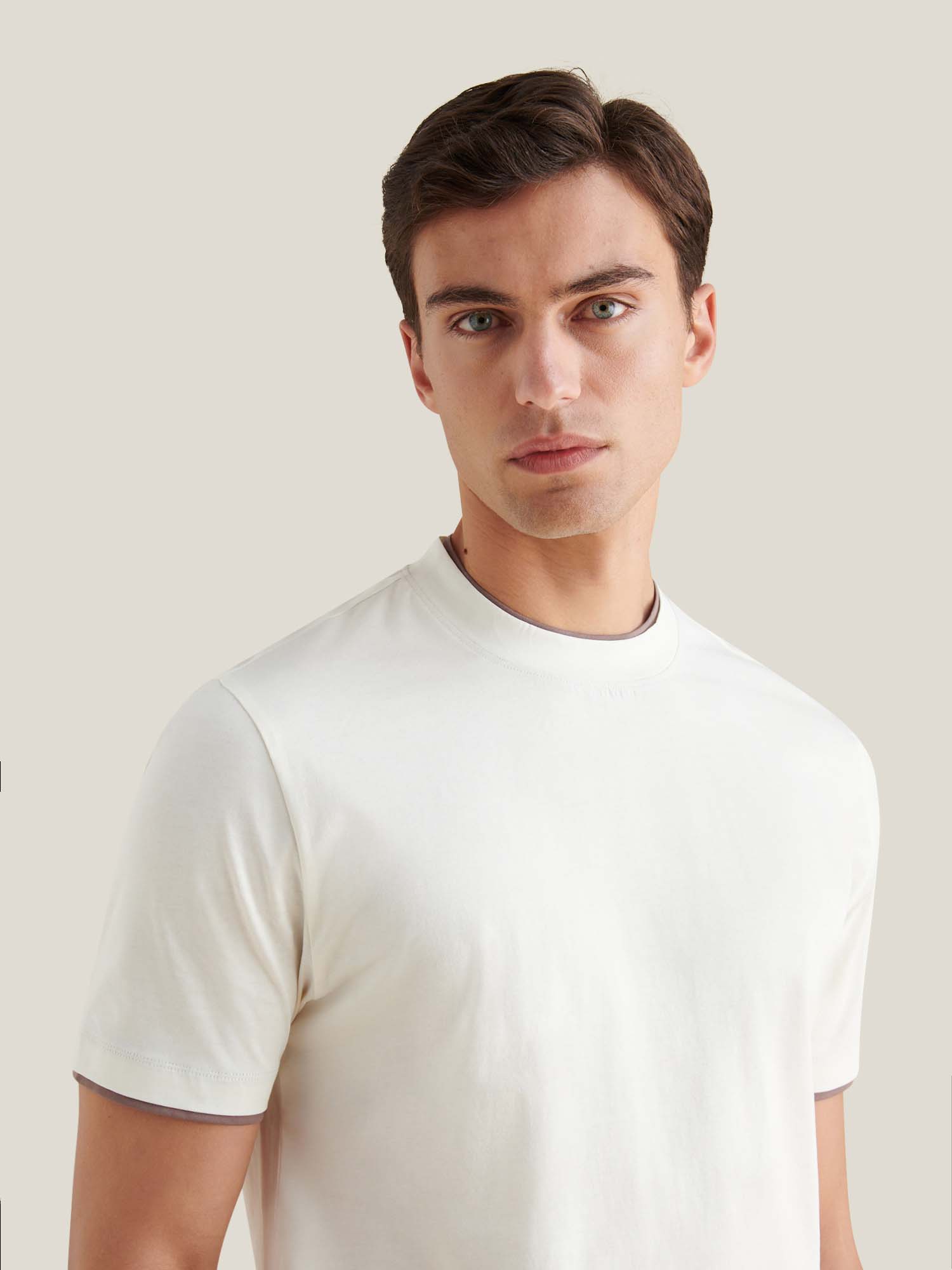 Peckham Rye Double Layer Mercerised Cotton Egret T-Shirt