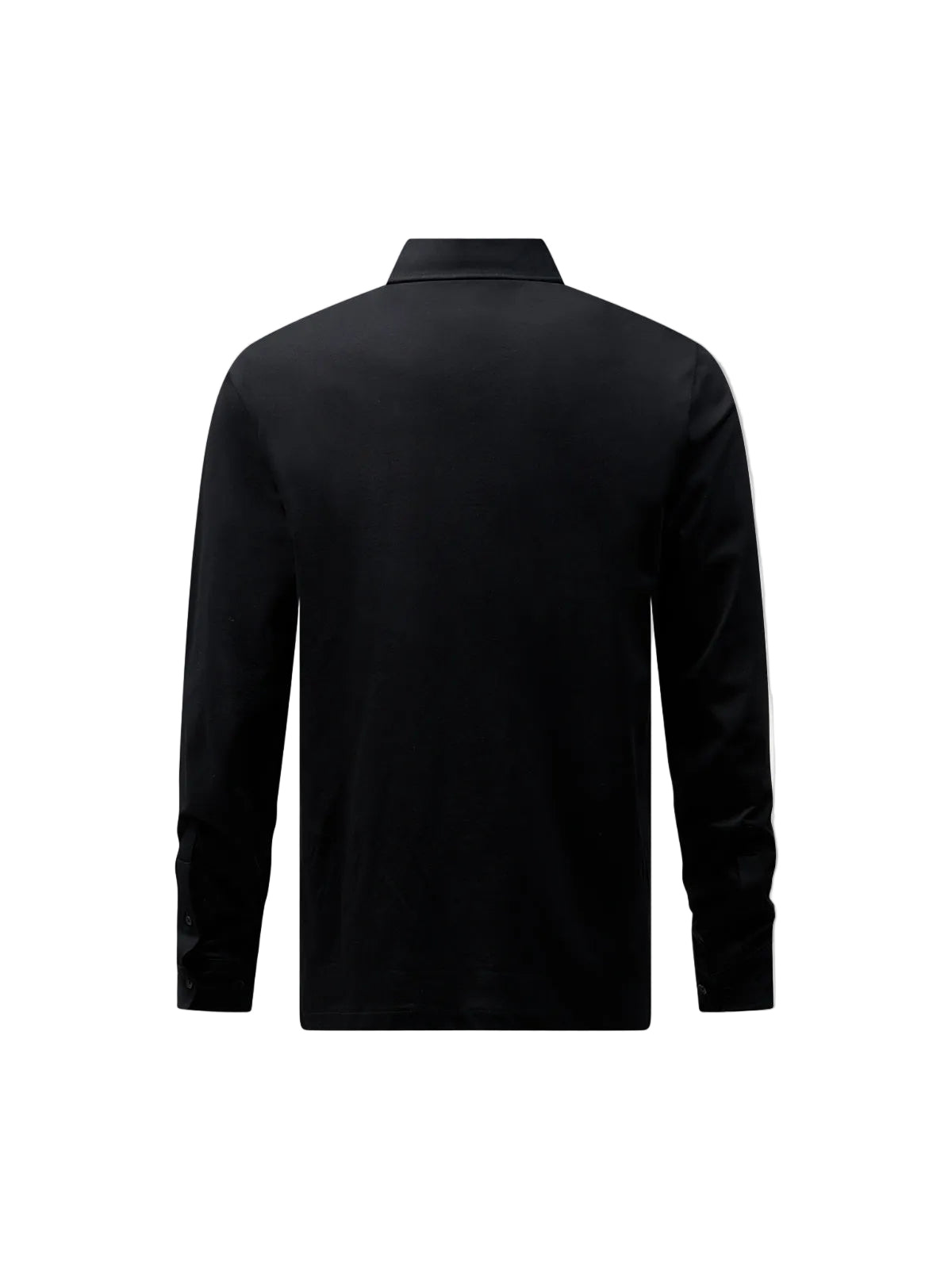 Back View of Peckham Rye Mercerised Cotton L/S Black Polo Shirt