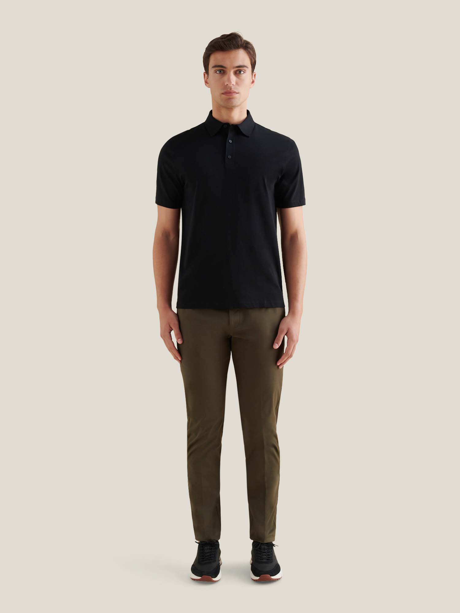 Peckham Rye Mercerised Cotton Black Polo Shirt