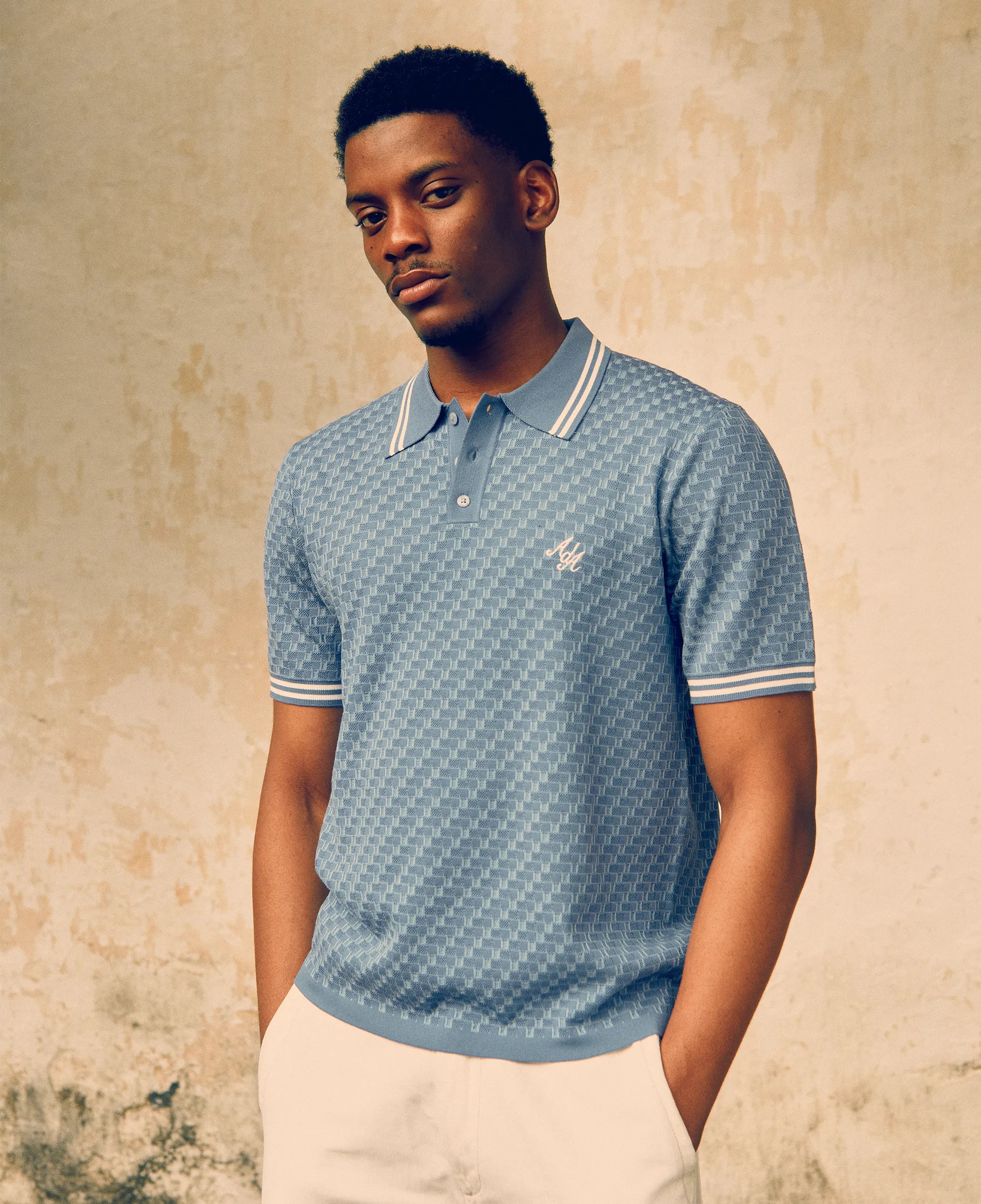 Alma De Ace Rivea Knitted Blue Polo Shirt