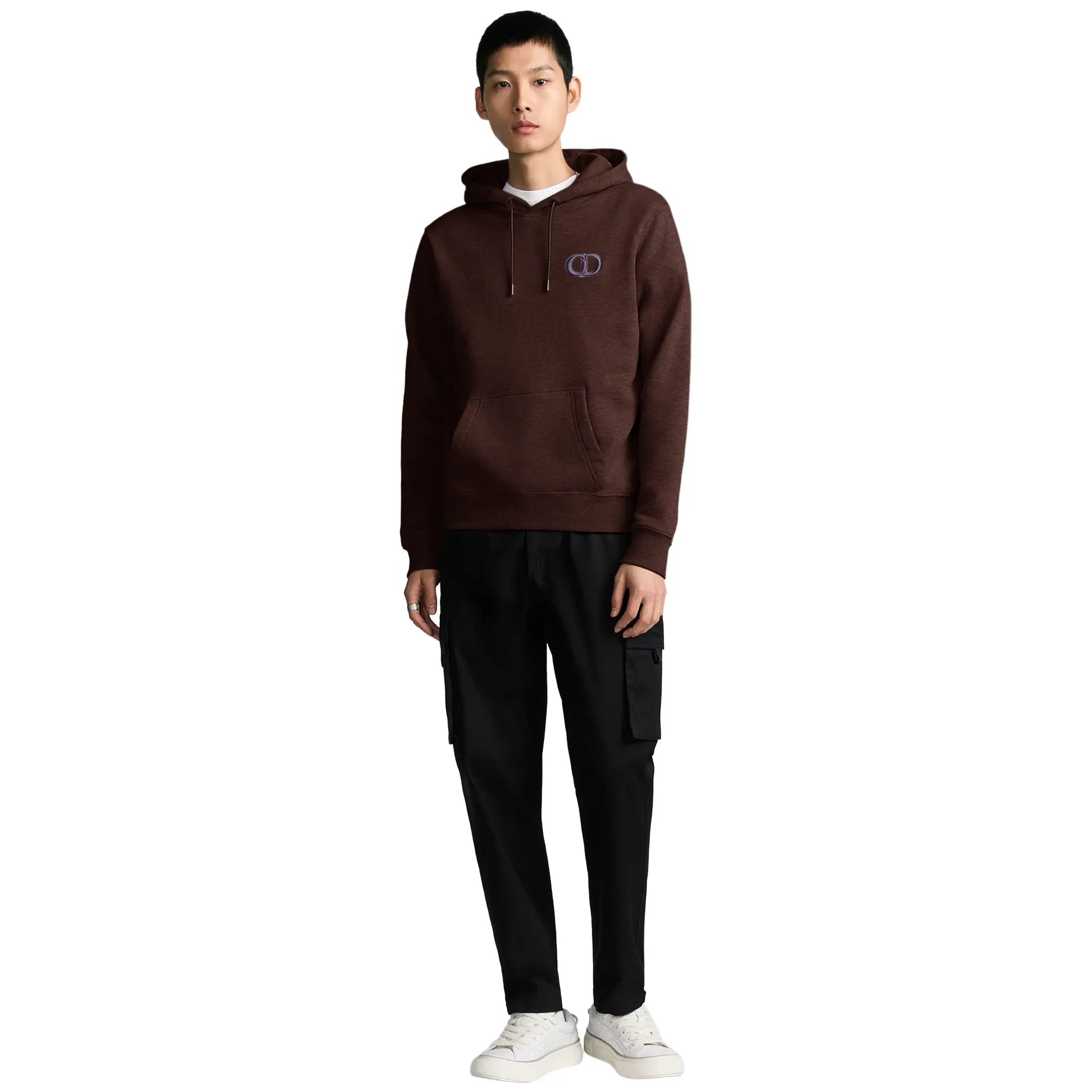 Model Front View Preloved - Dior CD Icon Burgundy Hoodie 113J698A0531