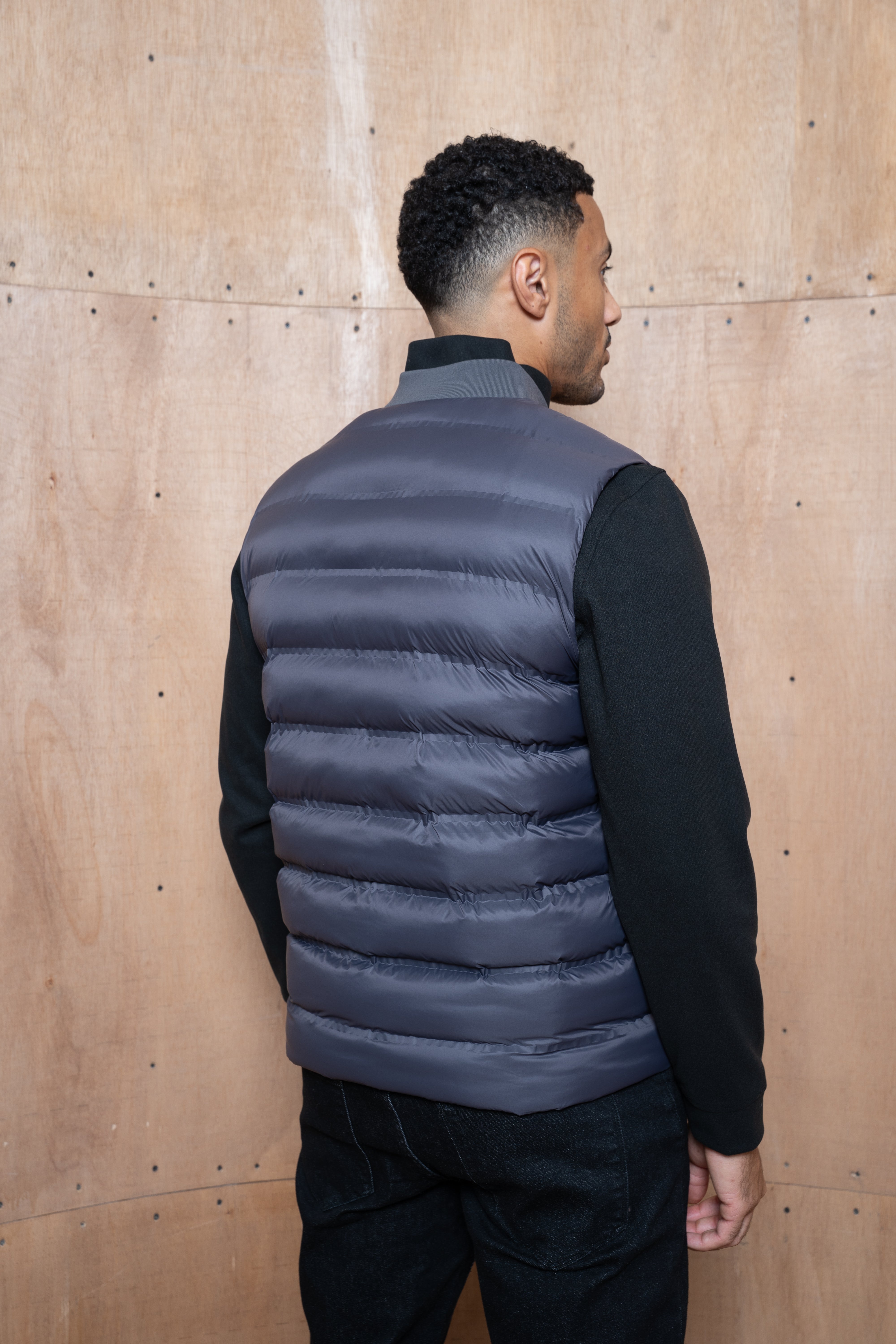 Back view of CAPO Tech Asphalt Puffer Gilet