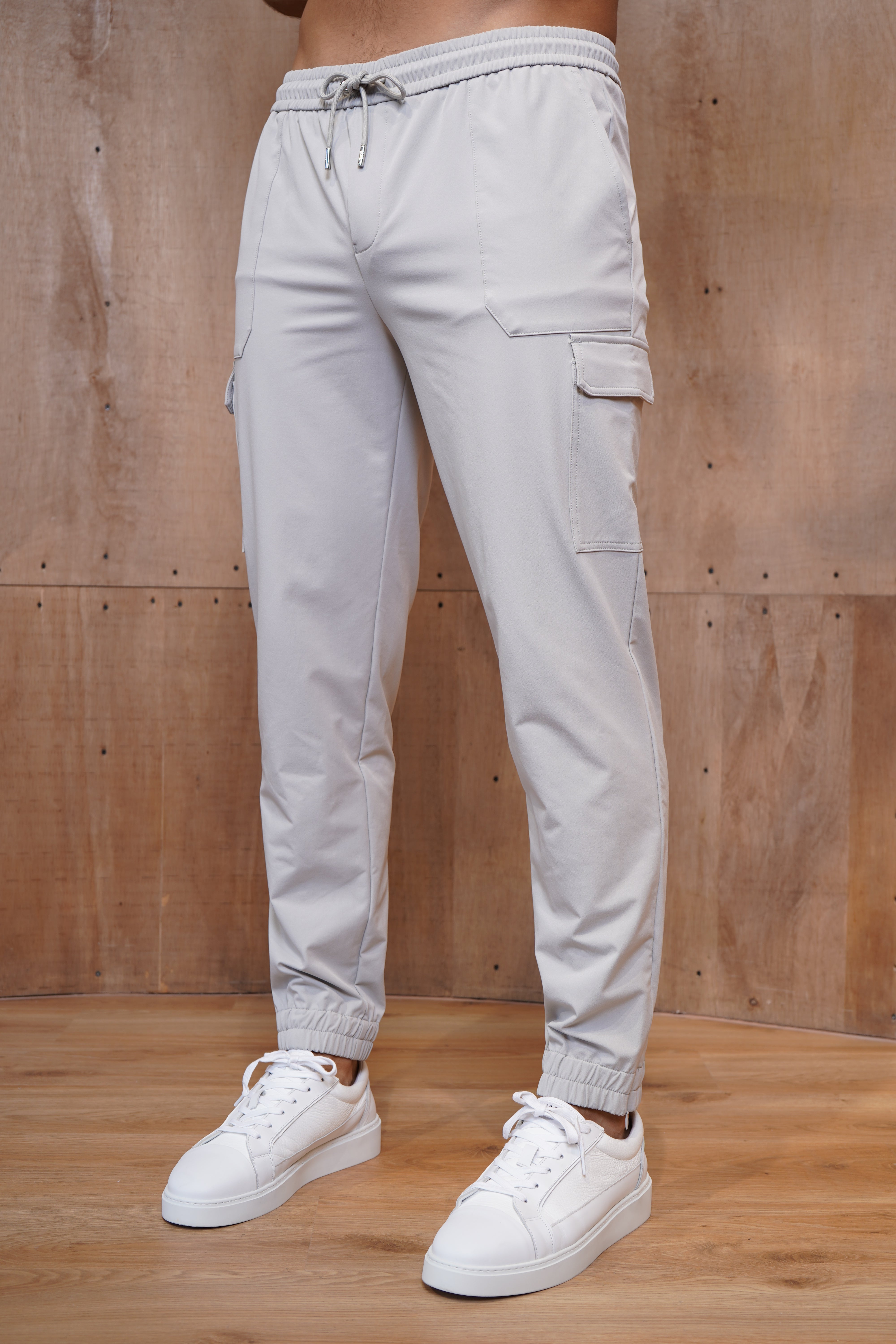 CAPO Smart Cuffed Light Grey Cargo Pants