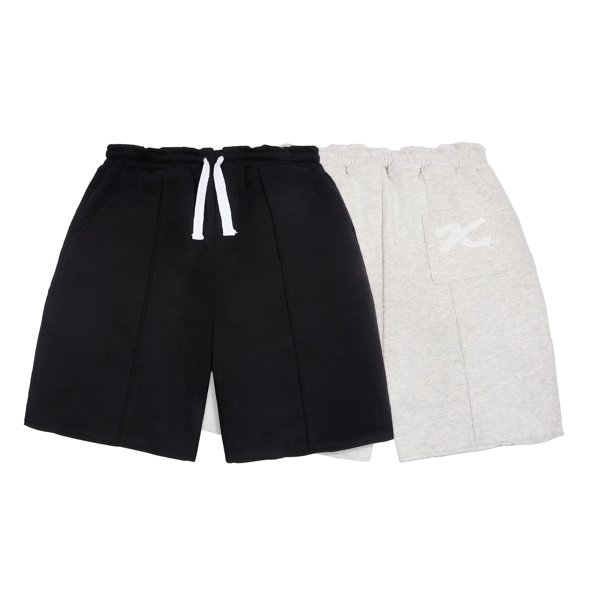 Front view of Kaizen Market Reversible Grey/Black Shorts