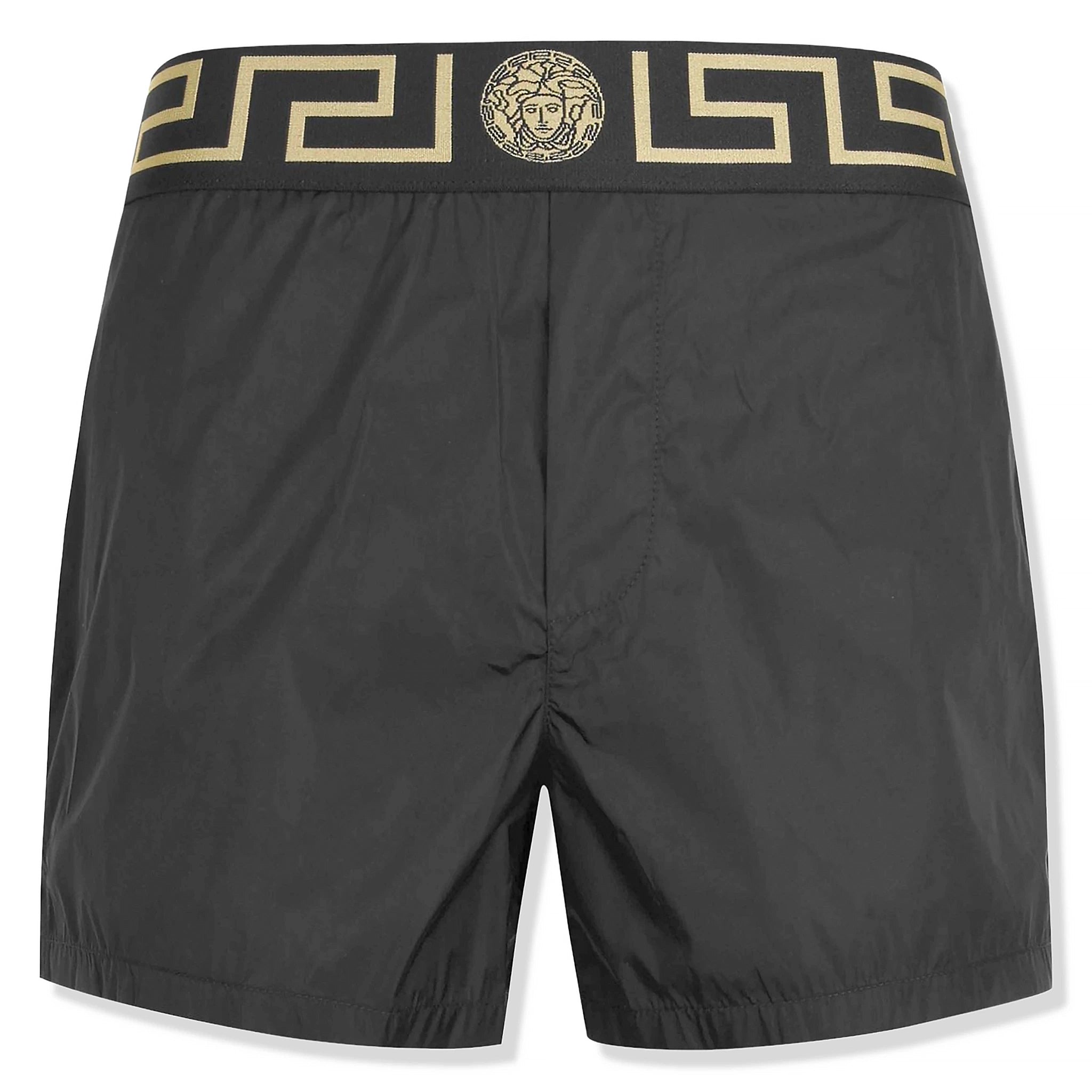 Front view of Versace Logo Swimming Shorts Black 