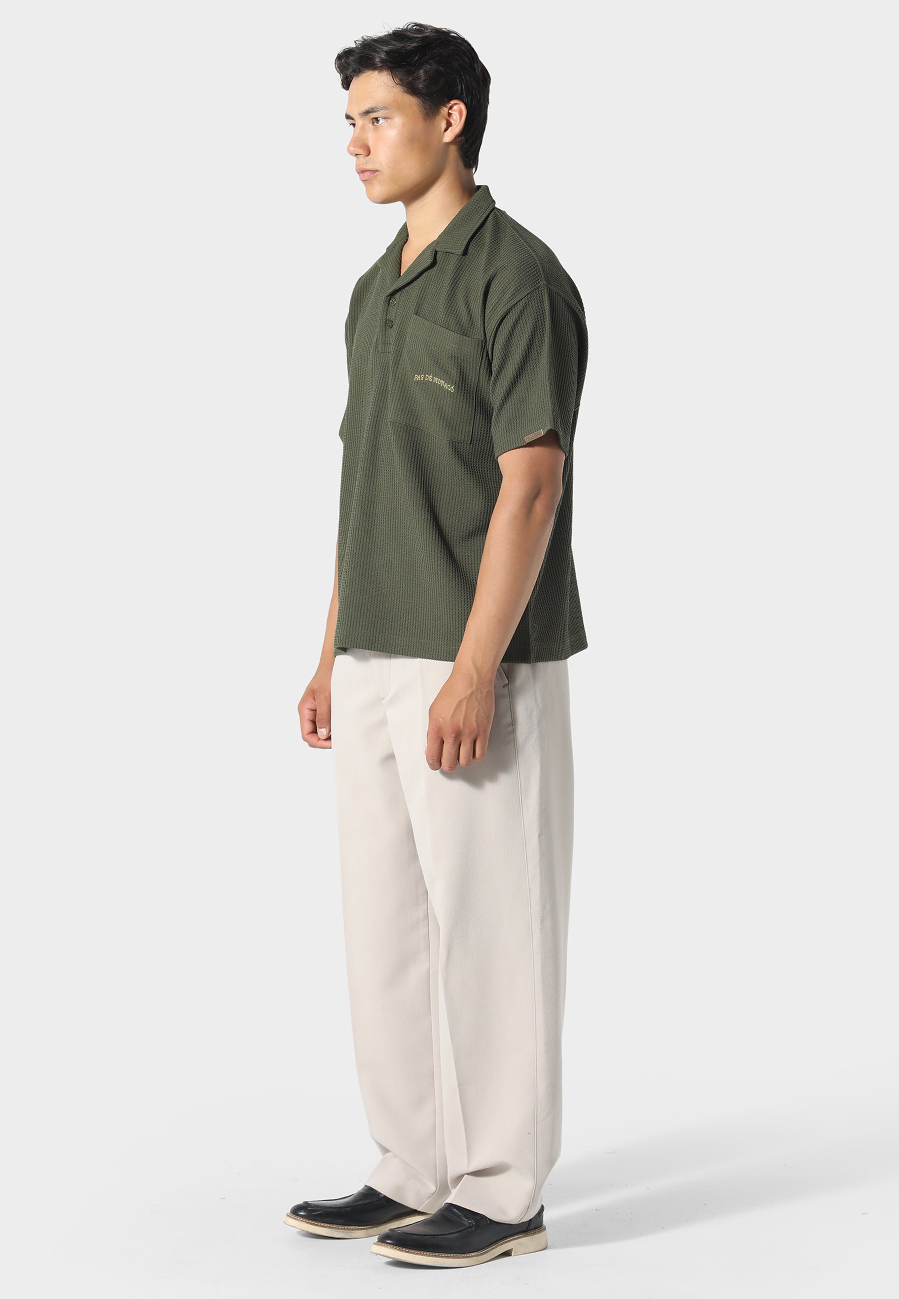 Pas De Monaco Waffle Khaki Polo Shirt