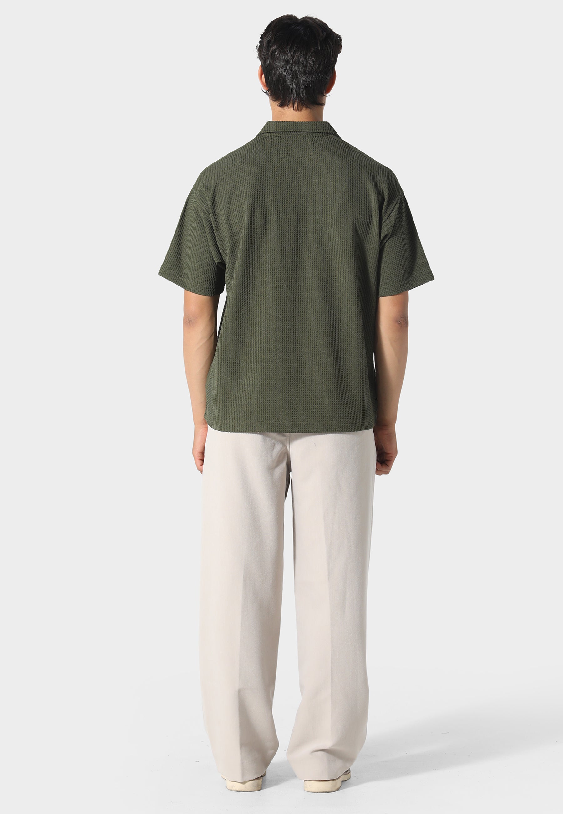 Pas De Monaco Waffle Khaki Polo Shirt