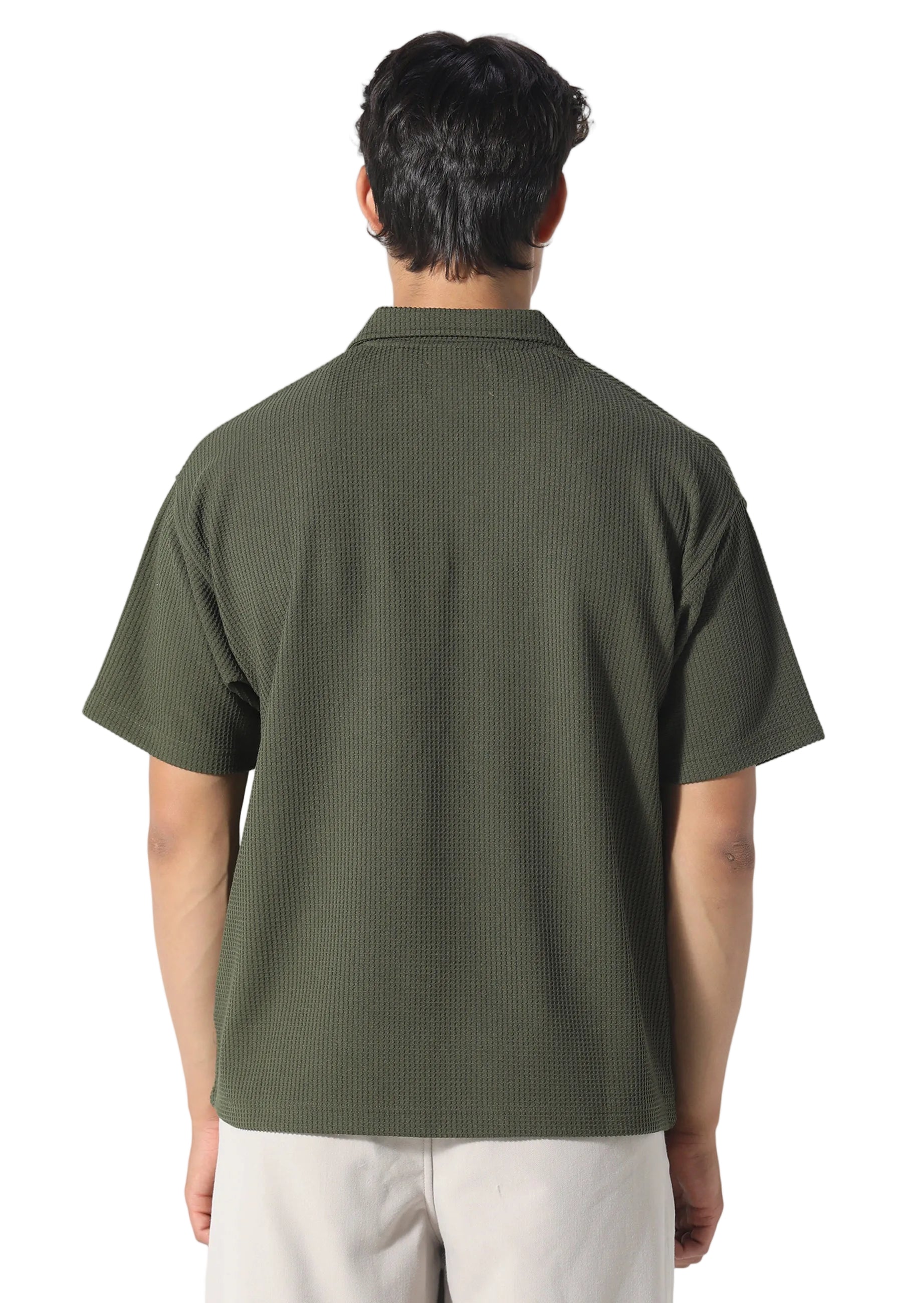 Pas De Monaco Waffle Khaki Polo Shirt