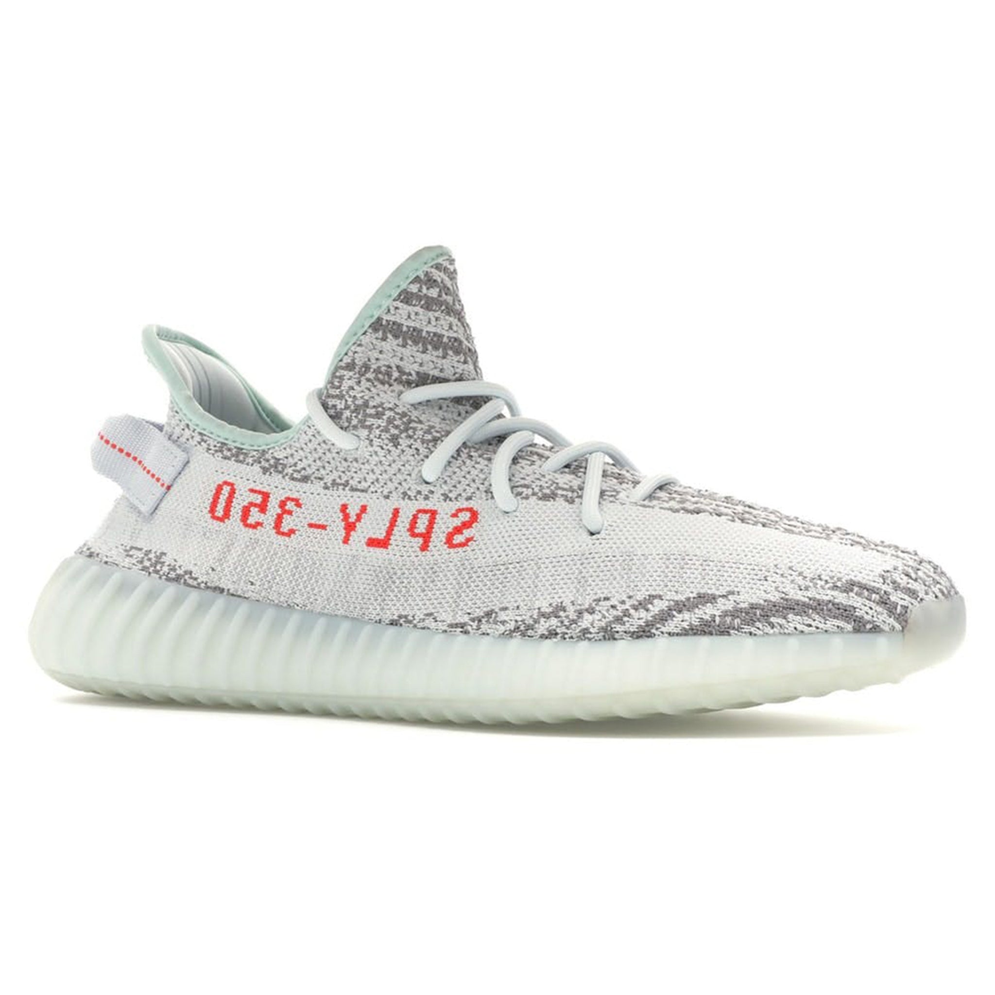 Front view of Adidas Yeezy Boost 350 V2 Blue Tint B37571