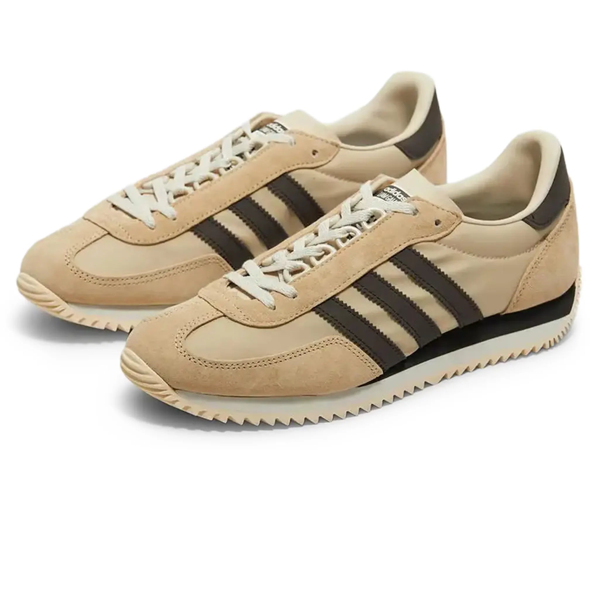Front Side View of Adidas Achille Spezial x Liam Gallagher Stone Khaki JR4878