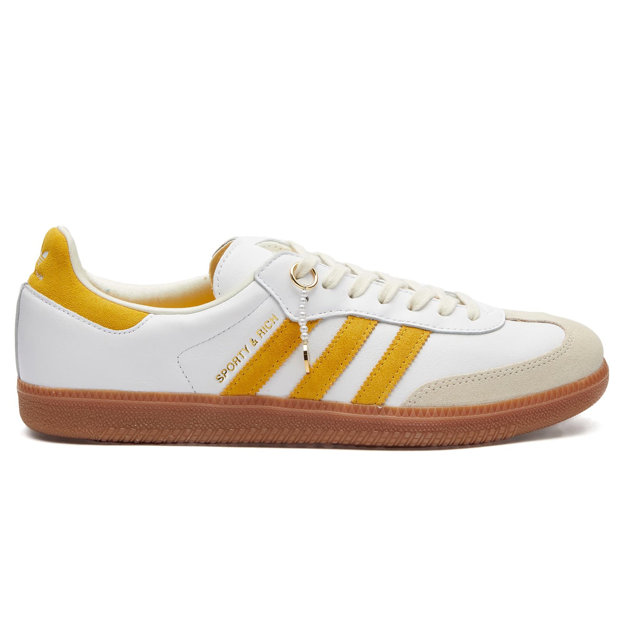 Side view of Adidas Samba OG Sporty & Rich White Bold Gold IF5661