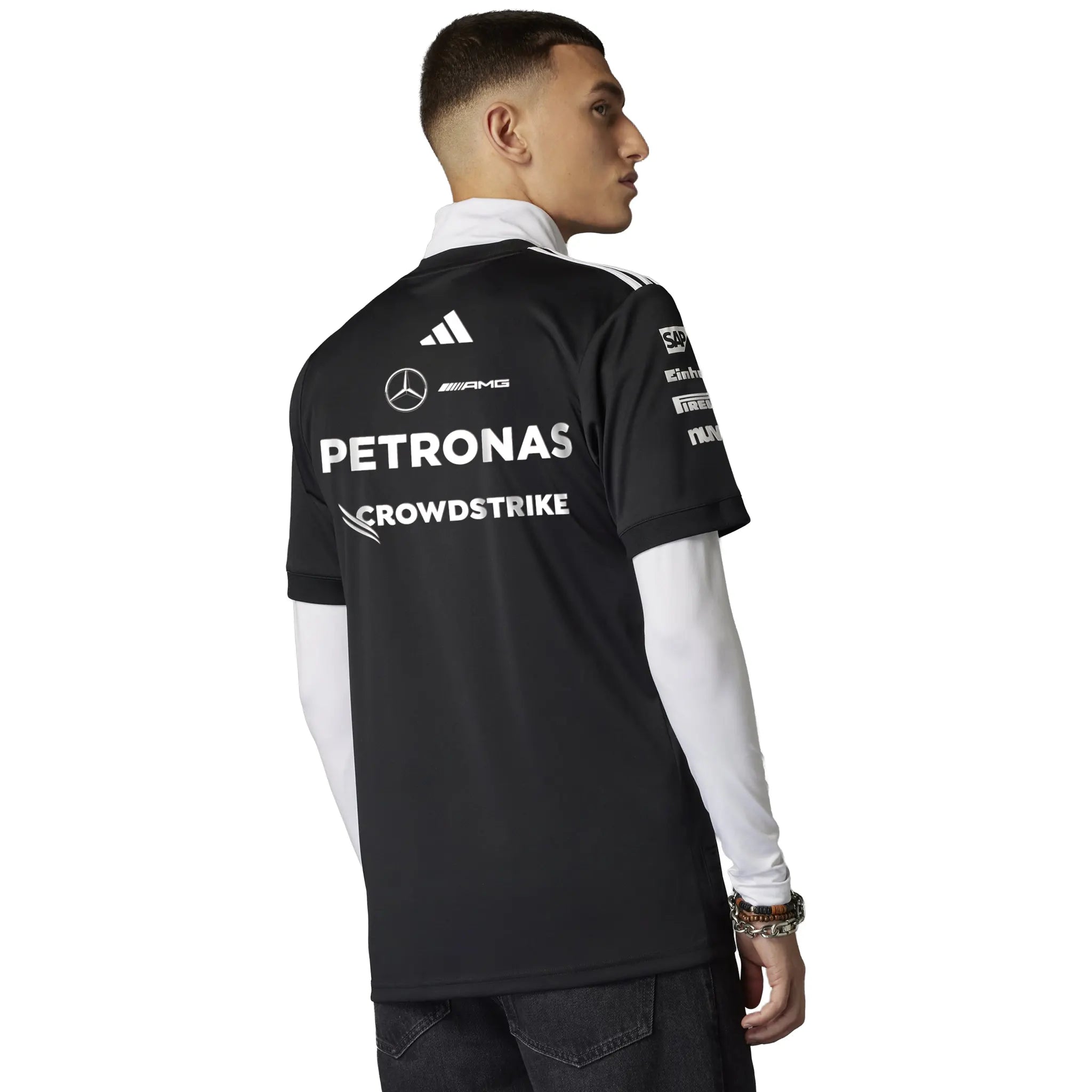 Back View of Adidas x Mercedes AMG Petronas Formula One Team Black T-Shirt AD542D63M-Q11