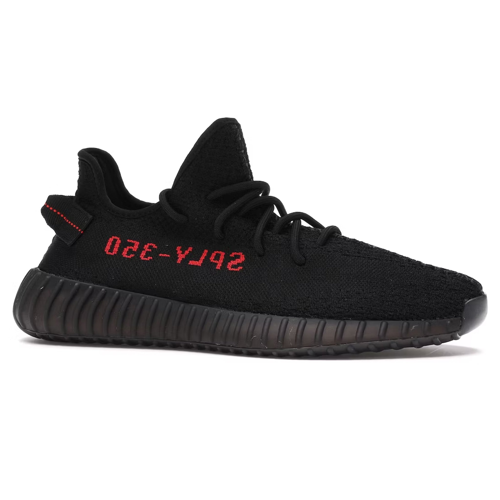 Front view of Adidas Yeezy Boost 350 V2 Bred Core Black Red CP9652