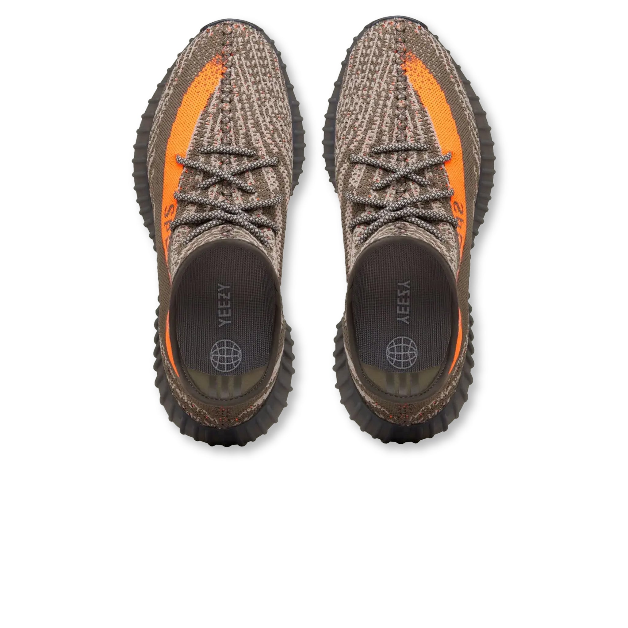 Top down view of Adidas Yeezy Boost 350 V2 Carbon Beluga HQ7045