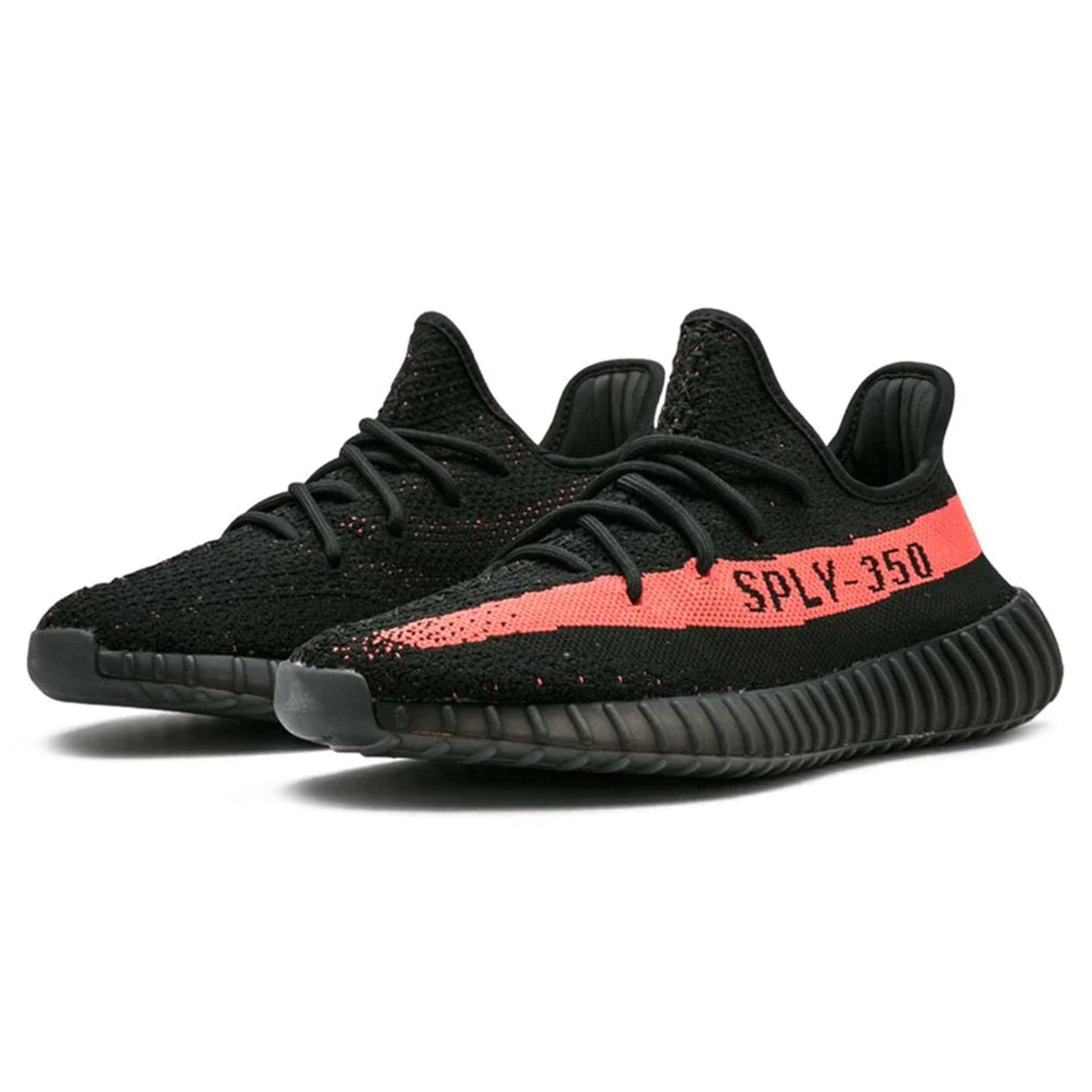 Front side of Adidas Yeezy Boost 350 V2 Core Black Red  BY9612