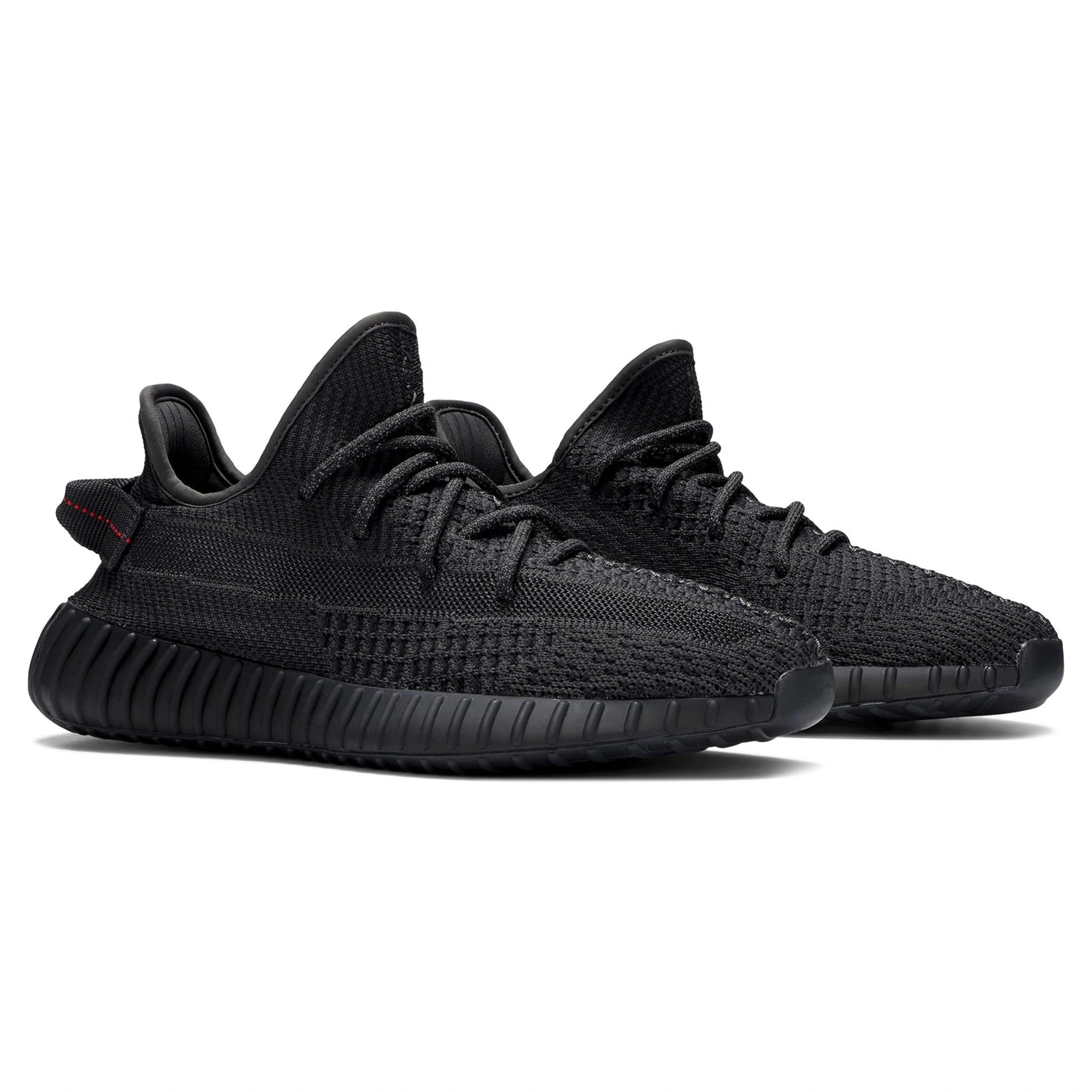 Front side view of Adidas Yeezy Boost 350 V2 Static Black Non Reflective FU9006