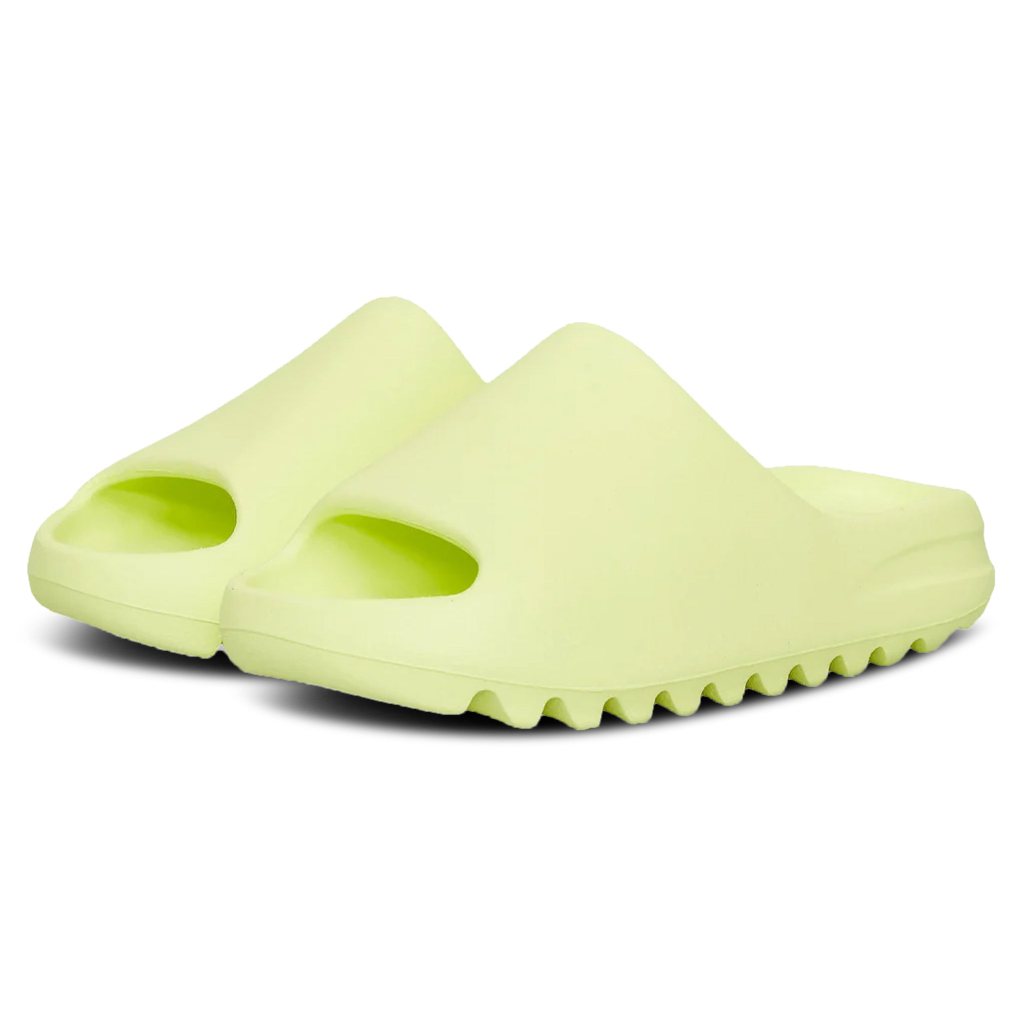 Front side view of Adidas Yeezy Slide Glow Green GX6138