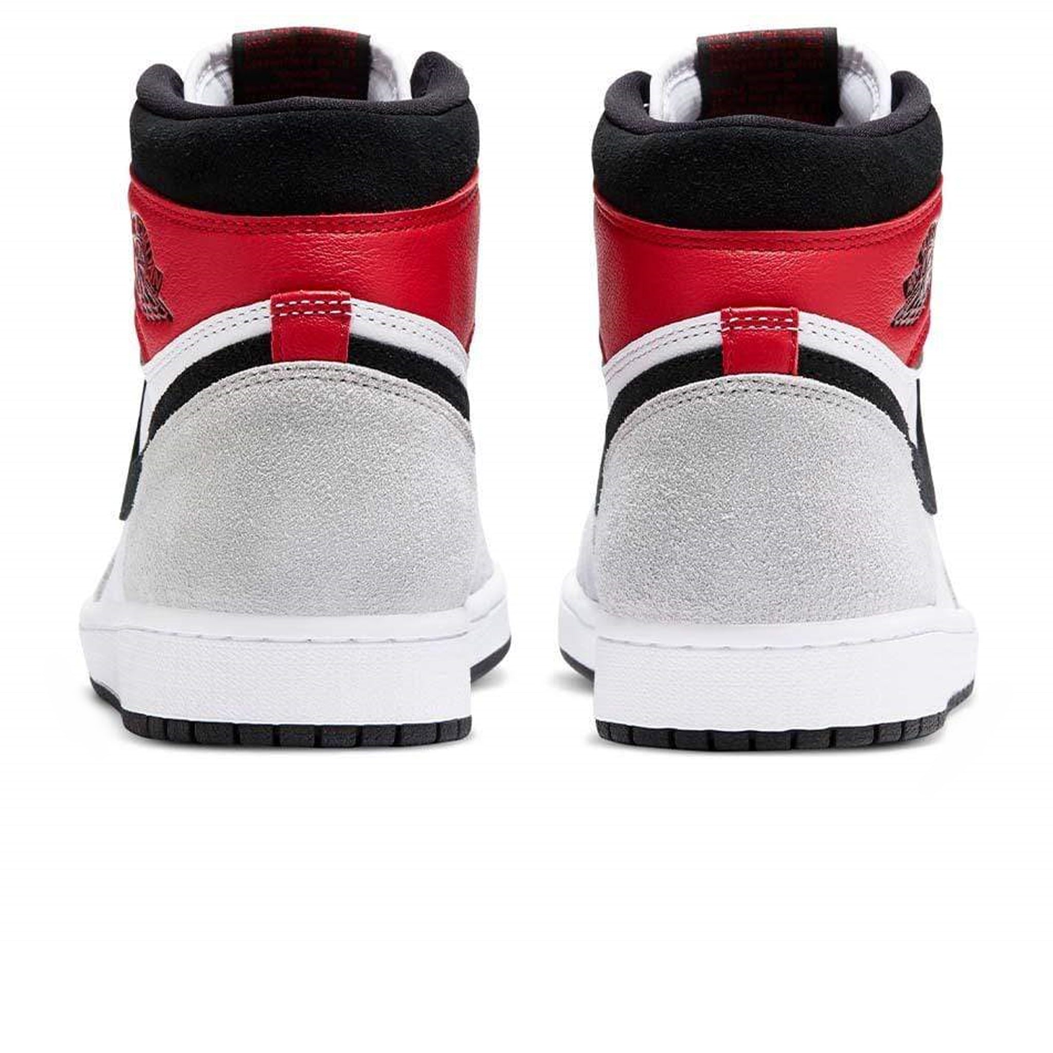 Heel view of Air Jordan 1 High Light Smoke Grey Sneaker 555088-126