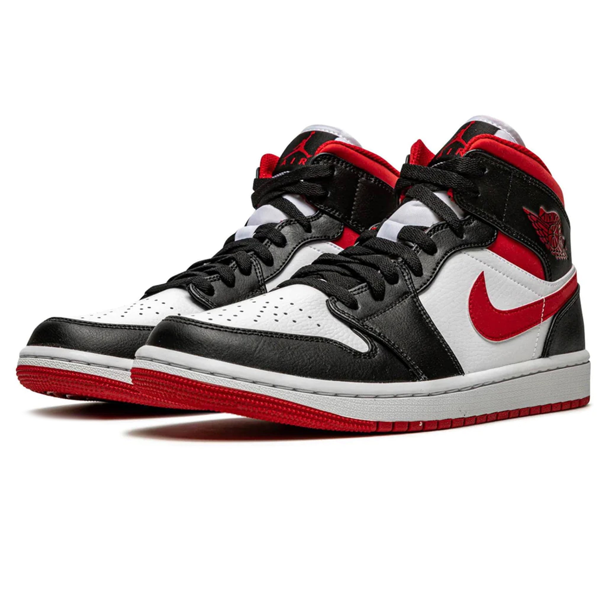 Front side view of Air Jordan 1 Mid Gym Red Black White 554724-122
