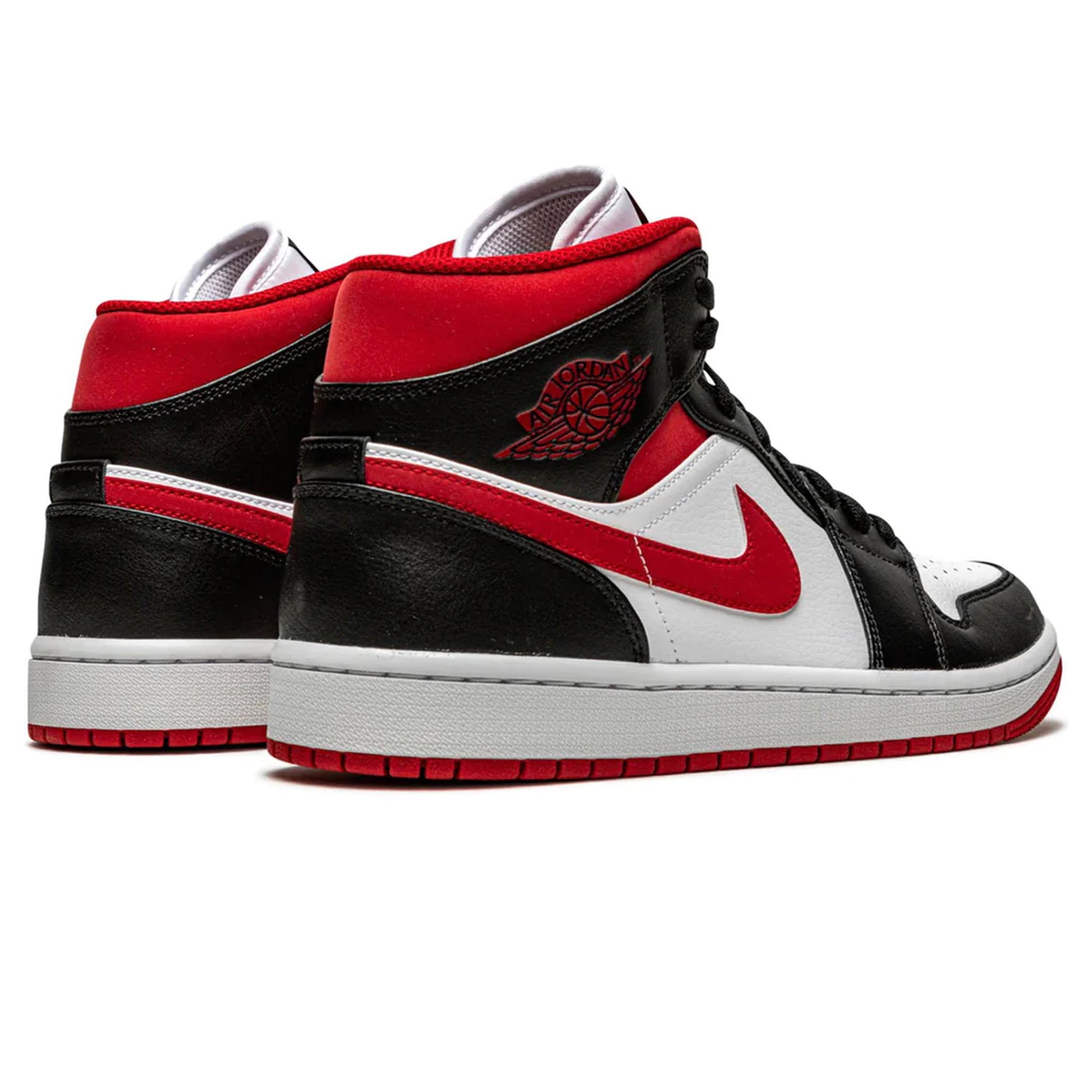Side back view of Air Jordan 1 Mid Gym Red Black White 554724-122